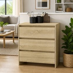 Sideboard with 3 Drawers Brown Storage Cabinet Living Room Buffet Furniture