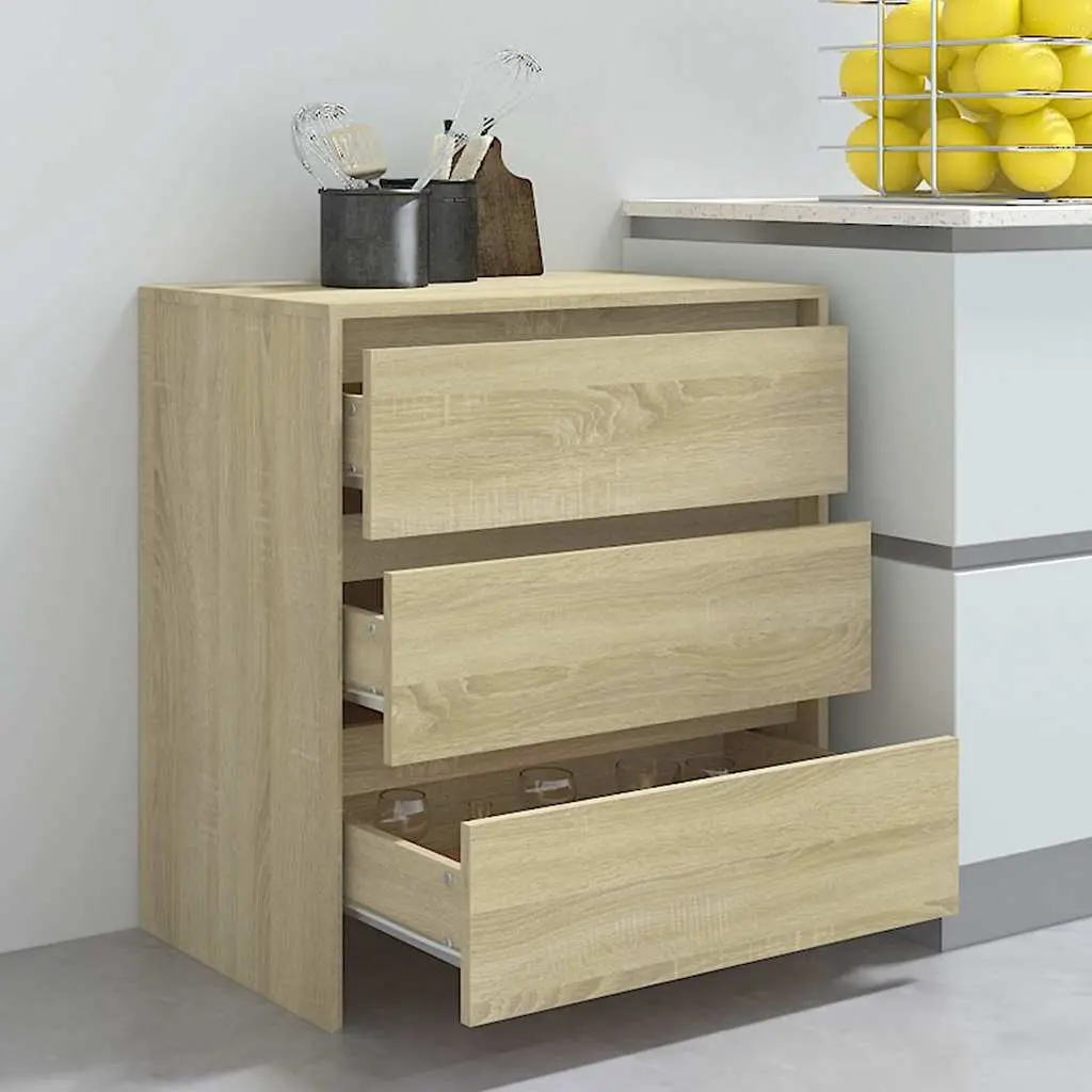 Sideboard with 3 Drawers Brown Storage Cabinet Living Room Buffet Furniture