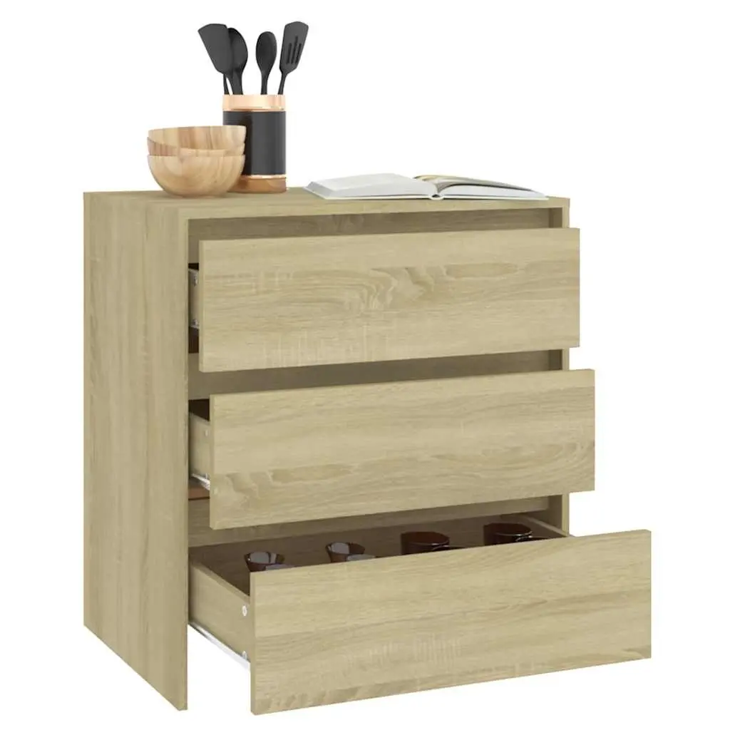 Sideboard with 3 Drawers Brown Storage Cabinet Living Room Buffet Furniture