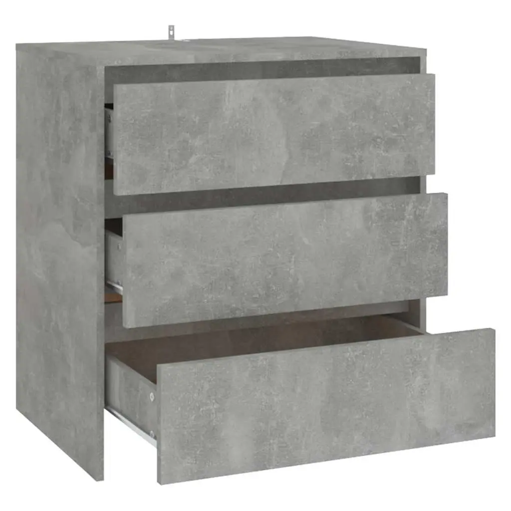 Sideboard Grey Engineered Wood 70x41x75cm with 3 Drawers