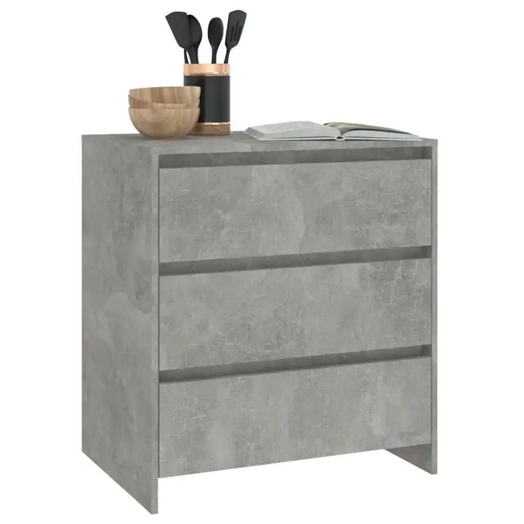 Sideboard Grey Engineered Wood 70x41x75cm with 3 Drawers
