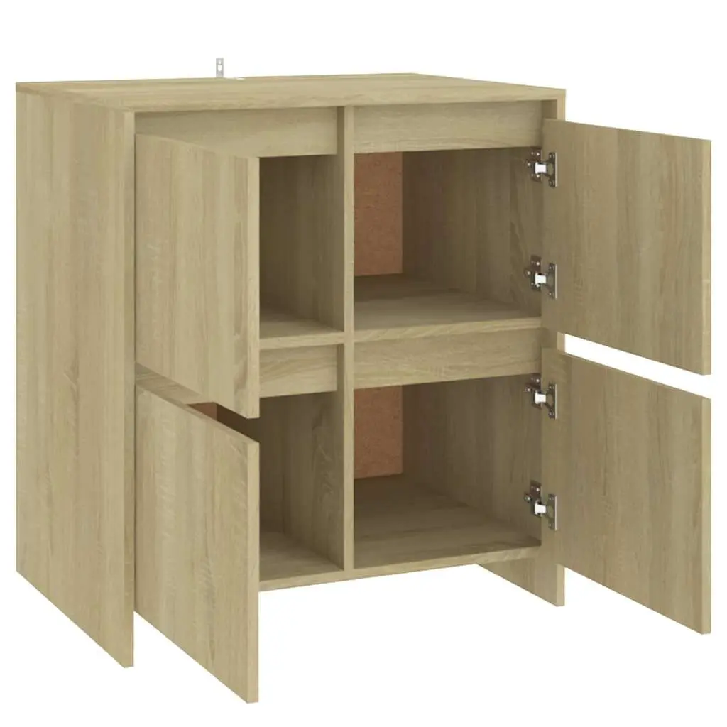 Sideboard Minimalist 4 Door Brown Engineered Wood Storage Cabinet