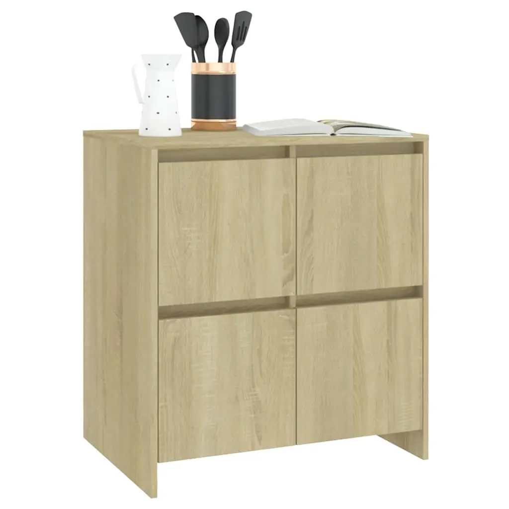 Sideboard Minimalist 4 Door Brown Engineered Wood Storage Cabinet