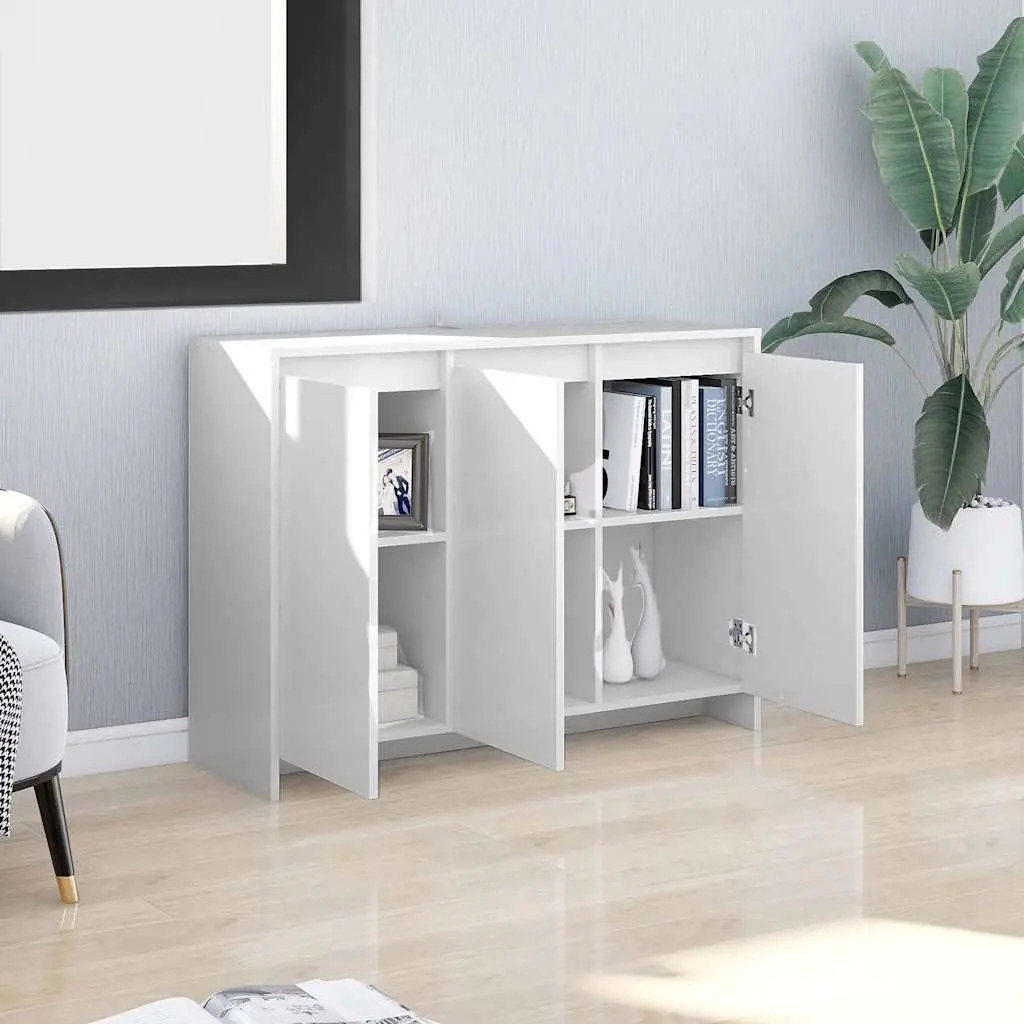 Sideboard White 3 Door Storage Cabinet Engineered Wood 102 x 33 x 75 cm