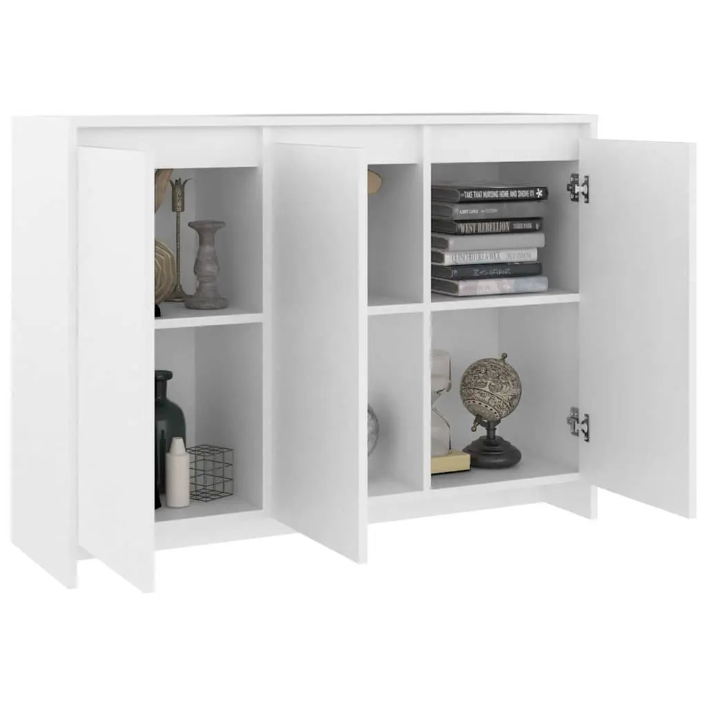 Sideboard White 3 Door Storage Cabinet Engineered Wood 102 x 33 x 75 cm