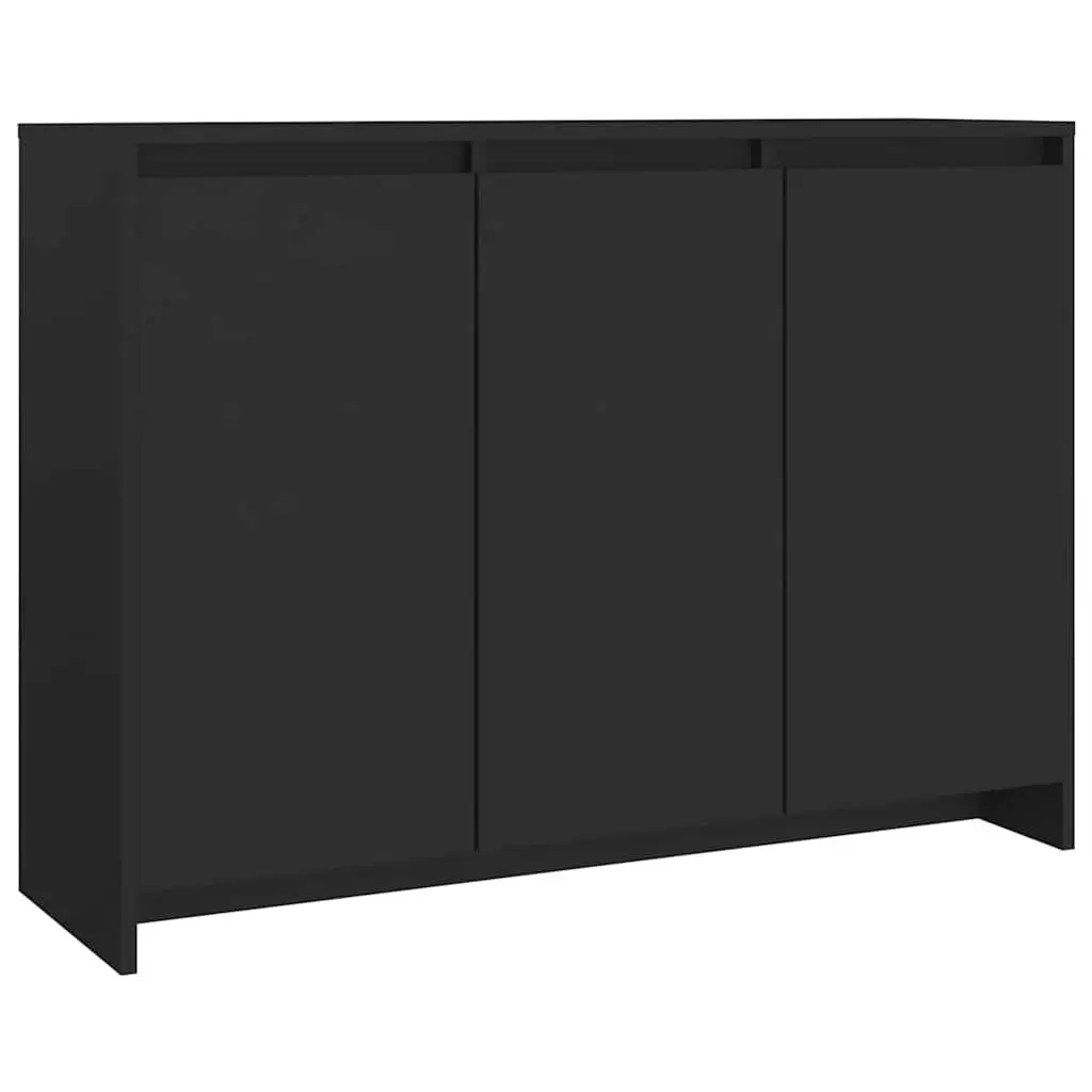 Sideboard Storage Cabinet Black 3 Door Engineered Wood 102cm W x 33cm D x 75cm H