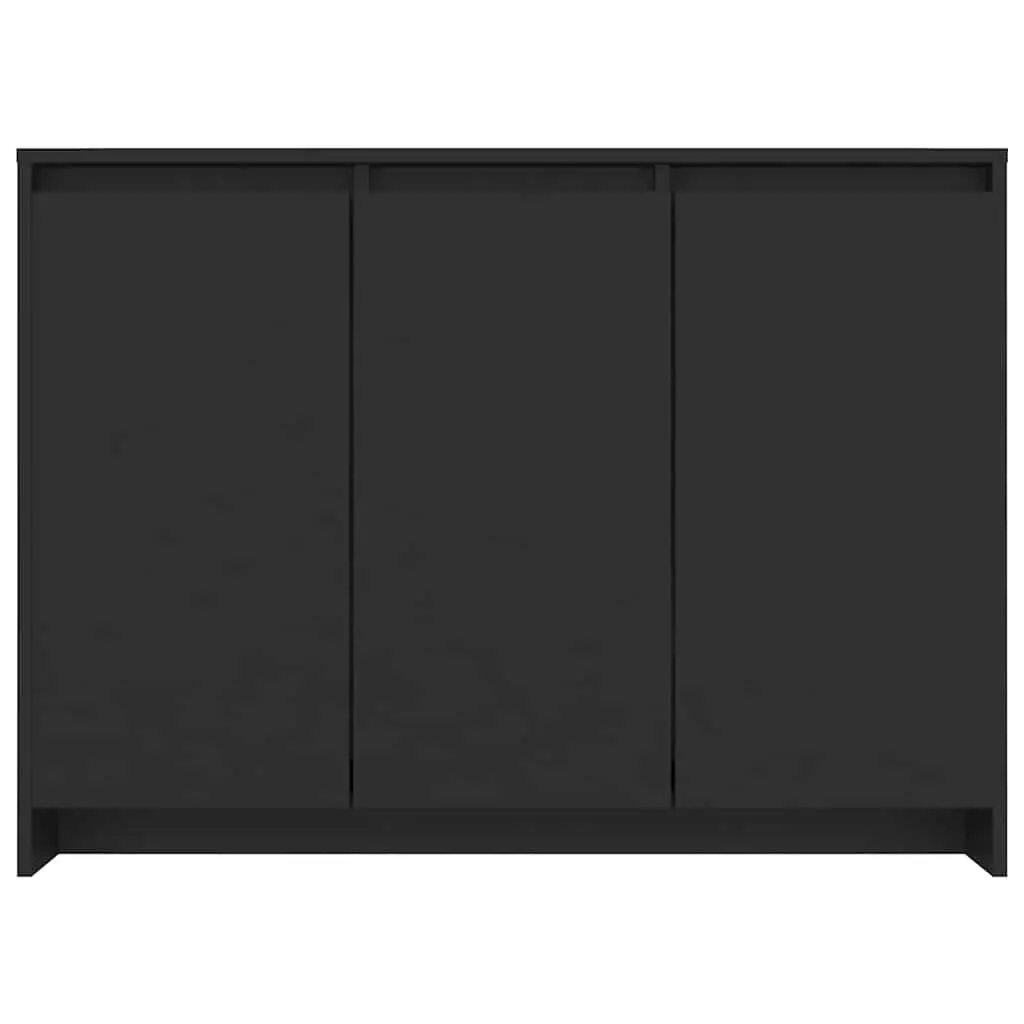 Sideboard Storage Cabinet Black 3 Door Engineered Wood 102cm W x 33cm D x 75cm H