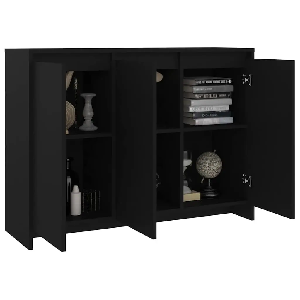 Sideboard Storage Cabinet Black 3 Door Engineered Wood 102cm W x 33cm D x 75cm H