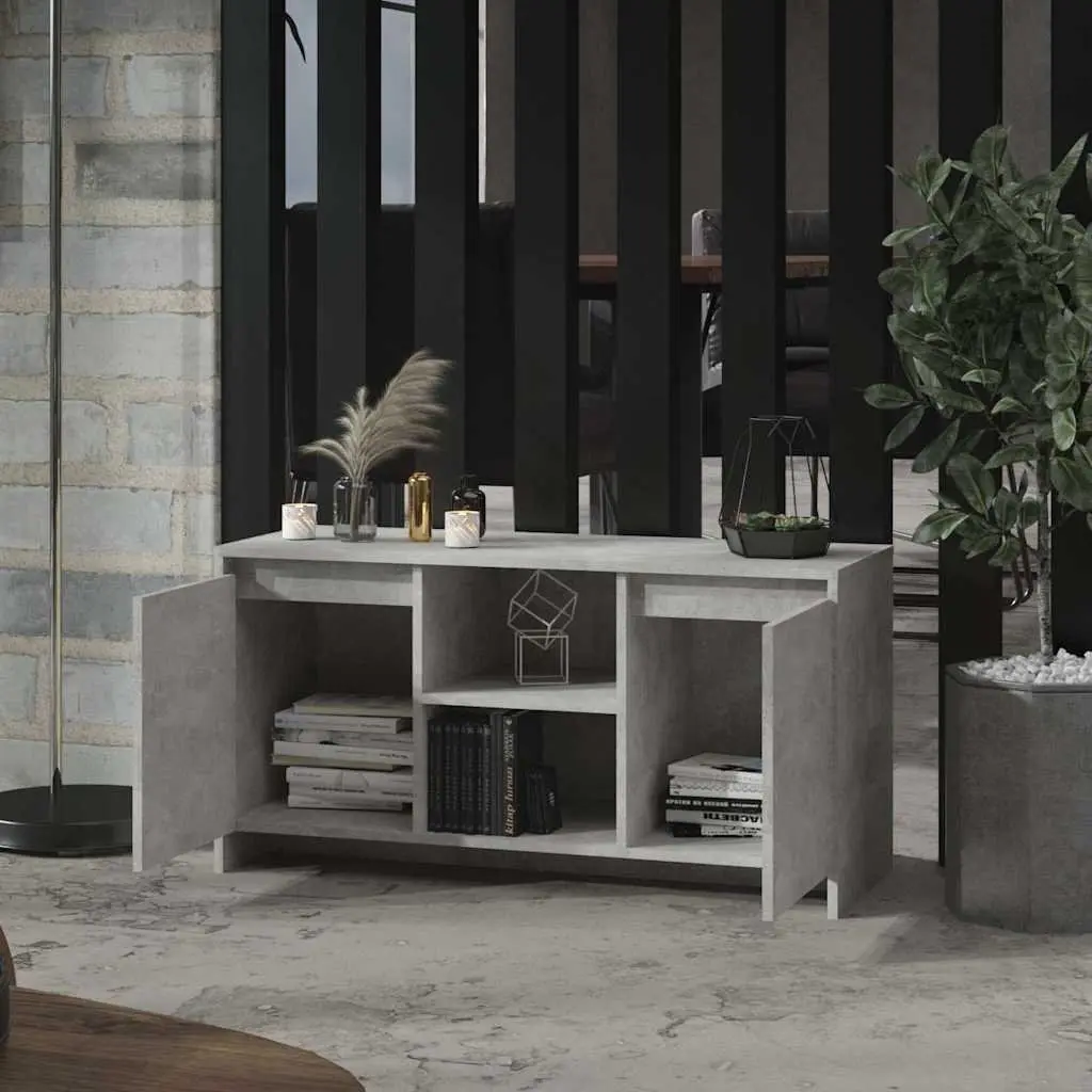 TV Cabinet Grey Minimalist Design Storage Unit Doors Compartments Display