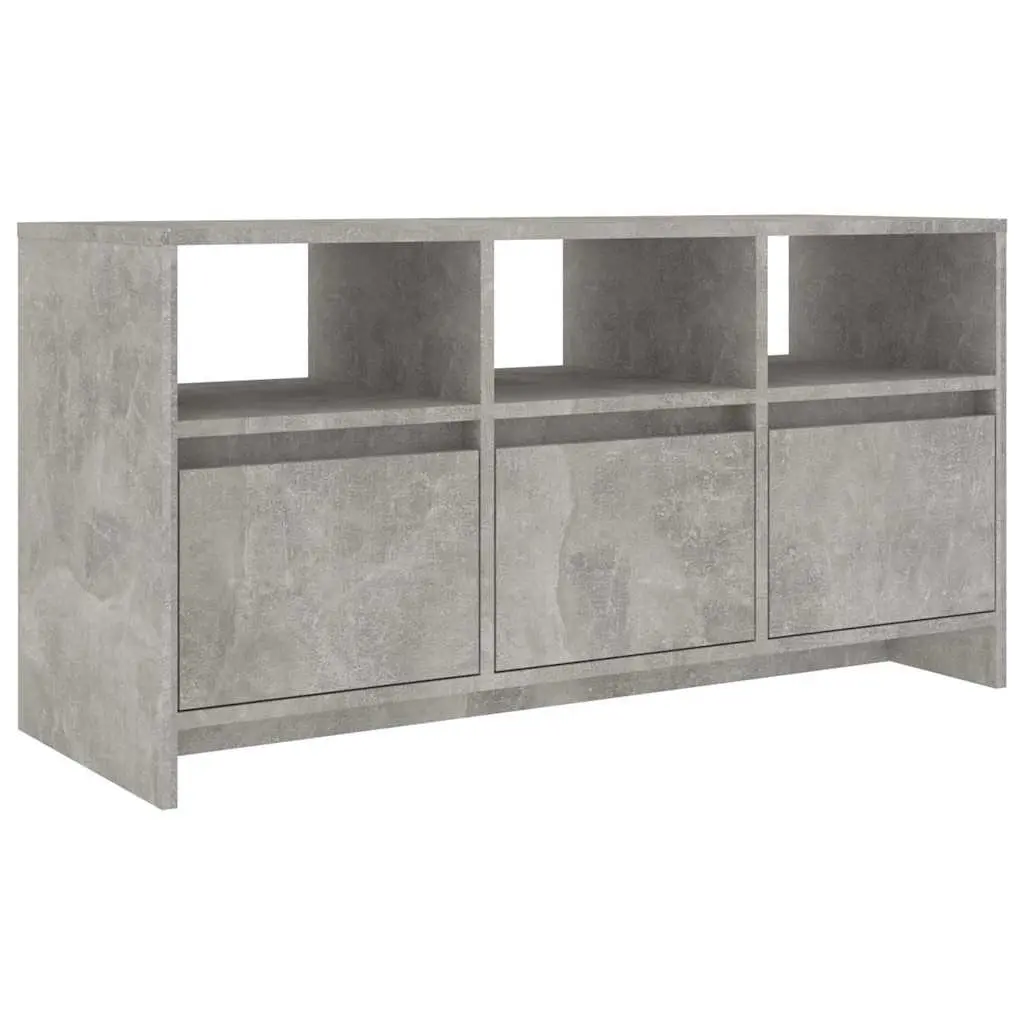 TV Cabinet Concrete Grey 3 Drawer 3 Compartment Storage Lowboard