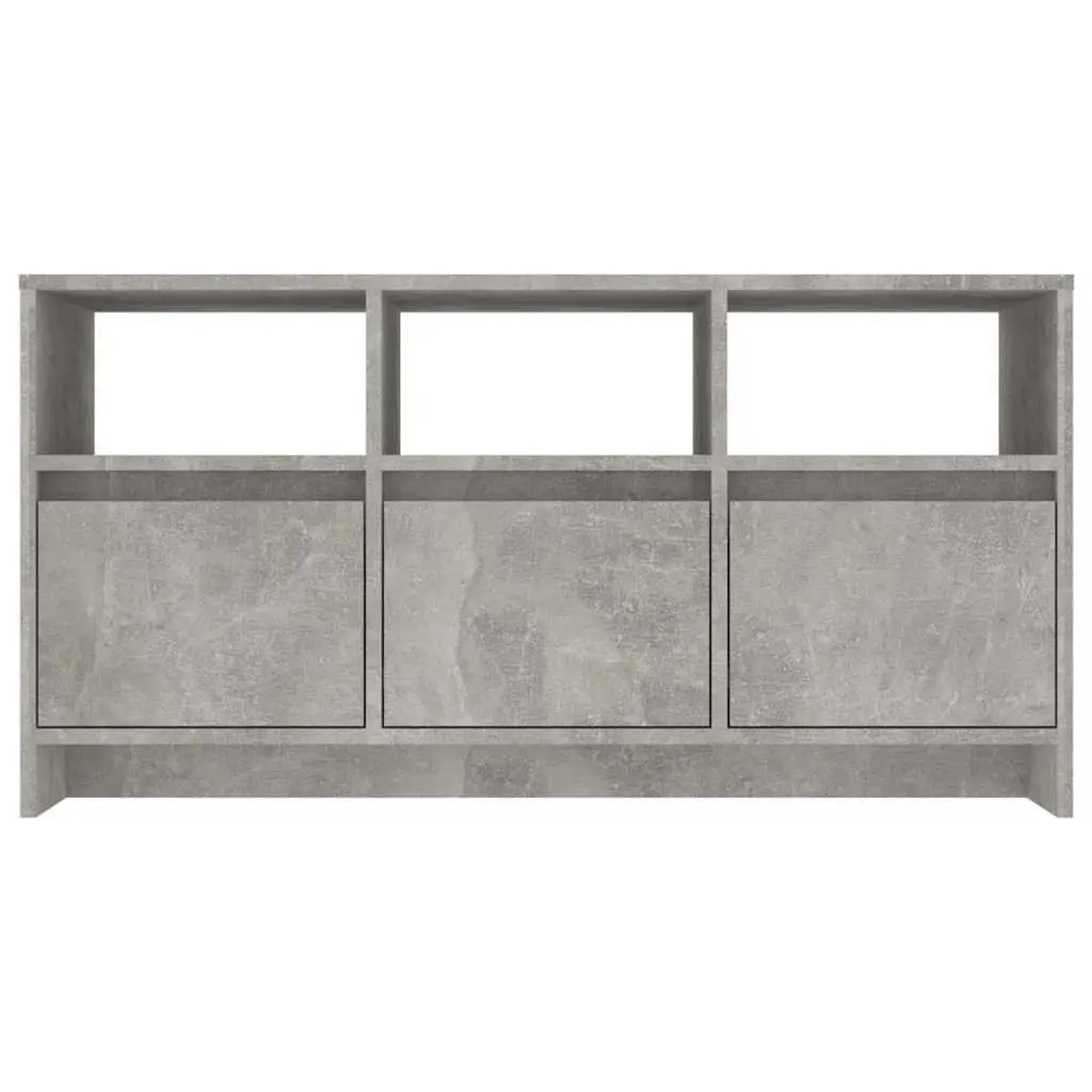 TV Cabinet Concrete Grey 3 Drawer 3 Compartment Storage Lowboard