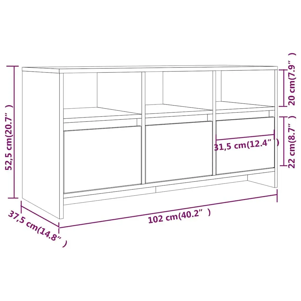 TV Cabinet Concrete Grey 3 Drawer 3 Compartment Storage Lowboard