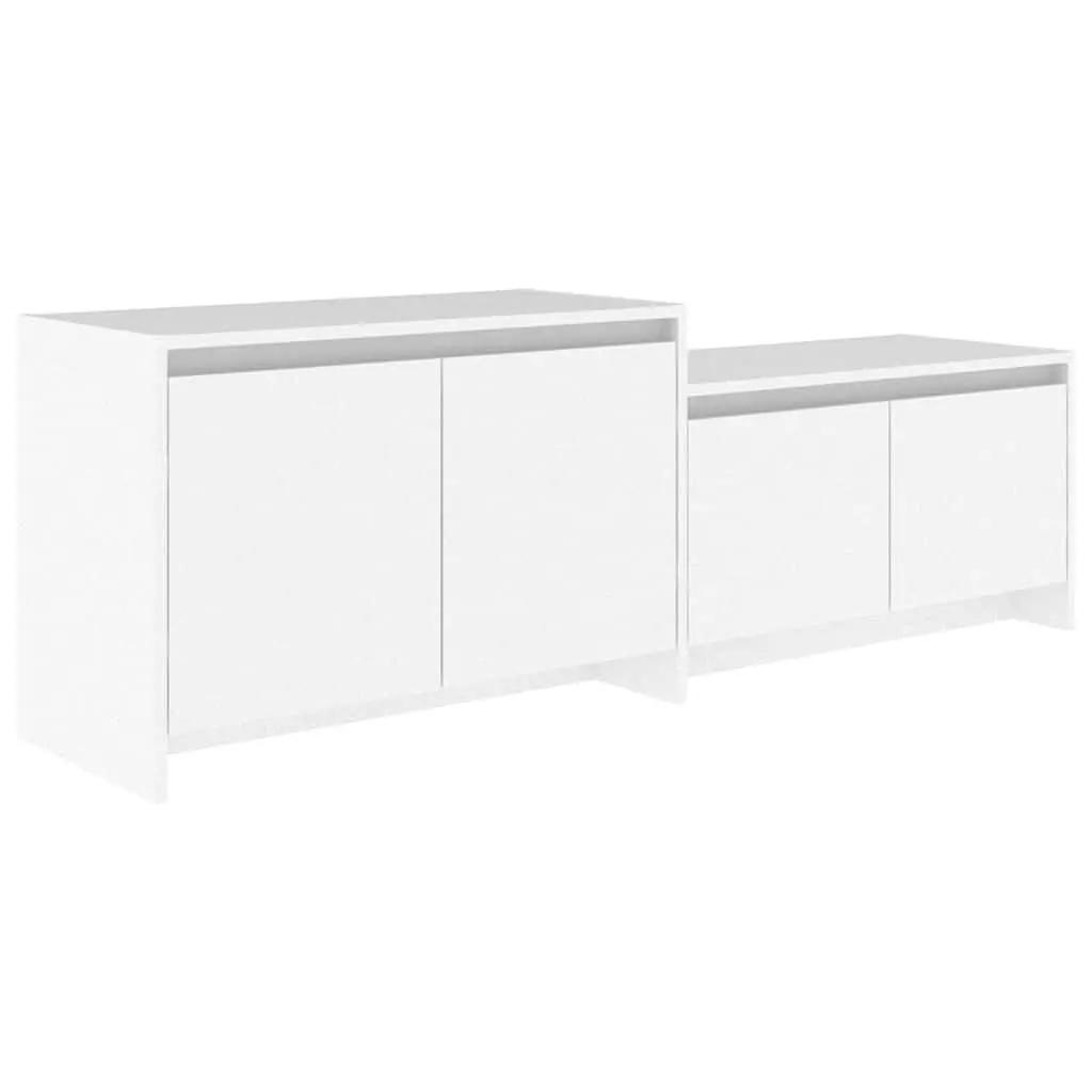TV Cabinet White 4 Door Lowboard Living Room Storage Organiser Unit 1465 x 350 x 500 mm