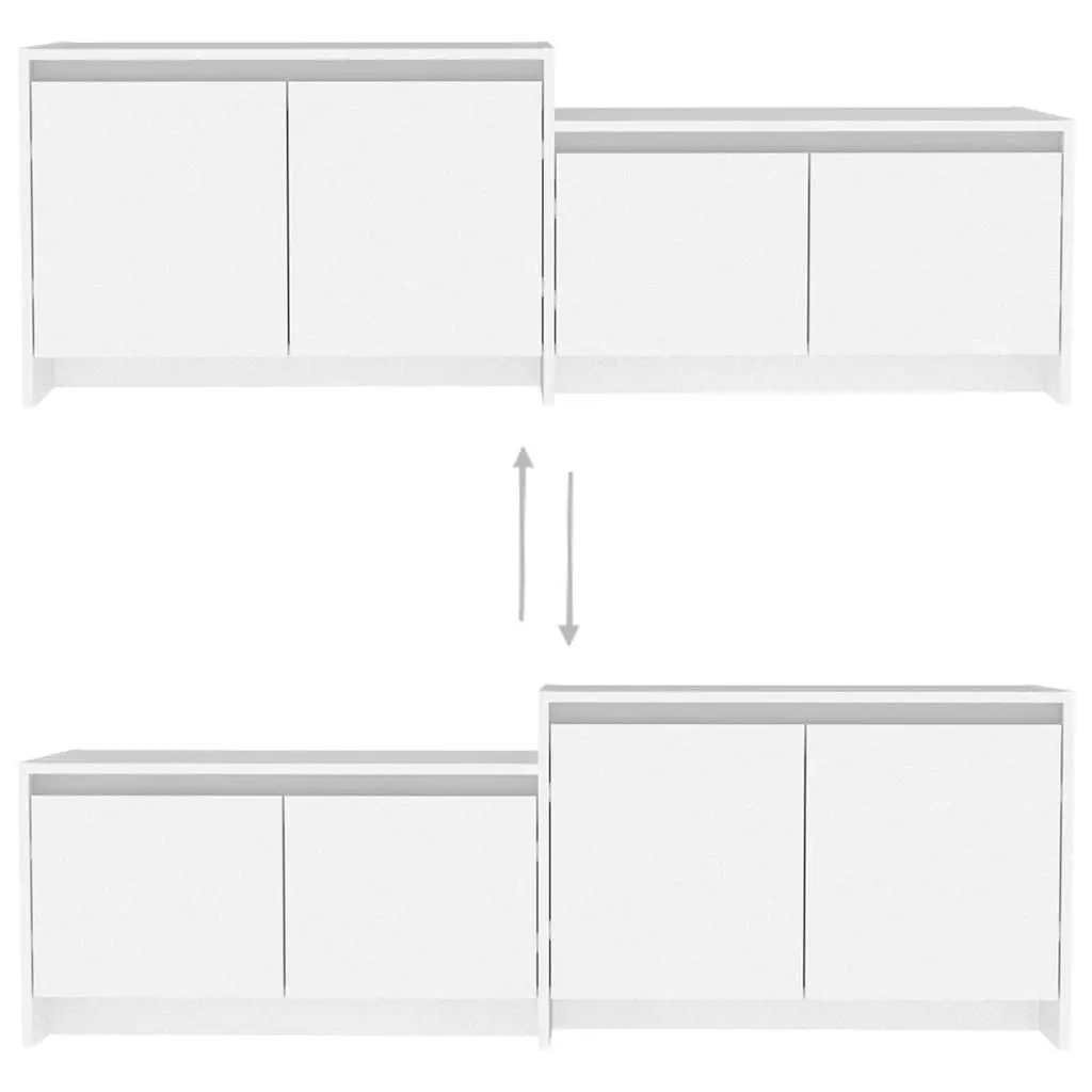 TV Cabinet White 4 Door Lowboard Living Room Storage Organiser Unit 1465 x 350 x 500 mm