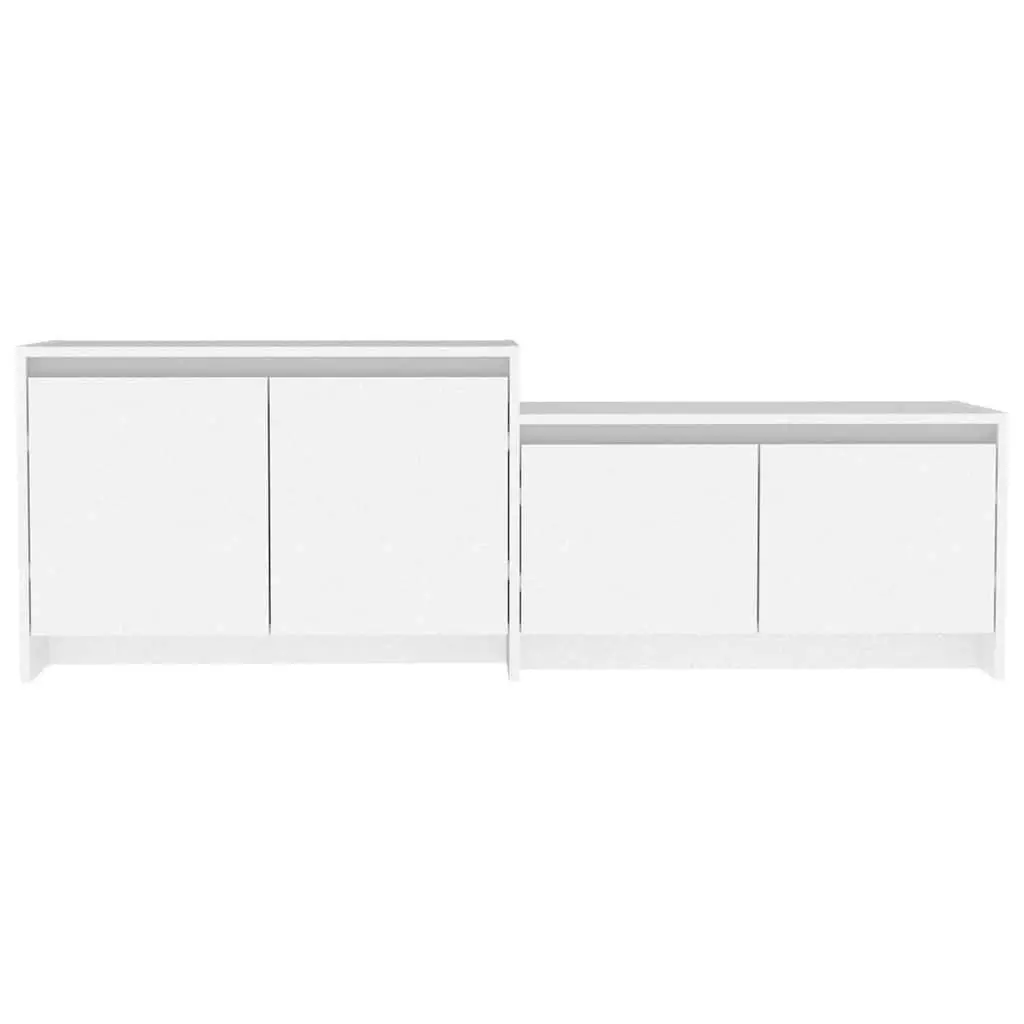 TV Cabinet White 4 Door Lowboard Living Room Storage Organiser Unit 1465 x 350 x 500 mm