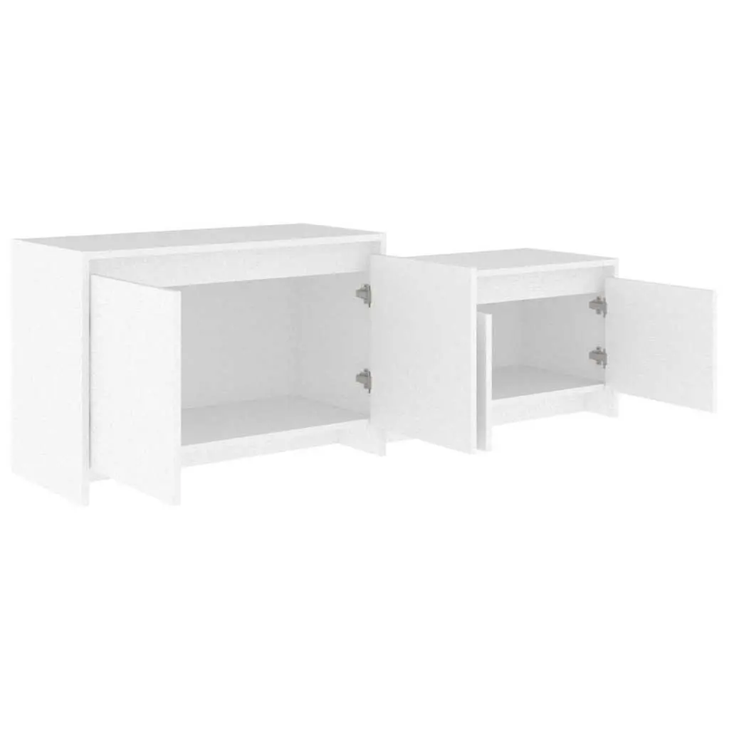 TV Cabinet White 4 Door Lowboard Living Room Storage Organiser Unit 1465 x 350 x 500 mm