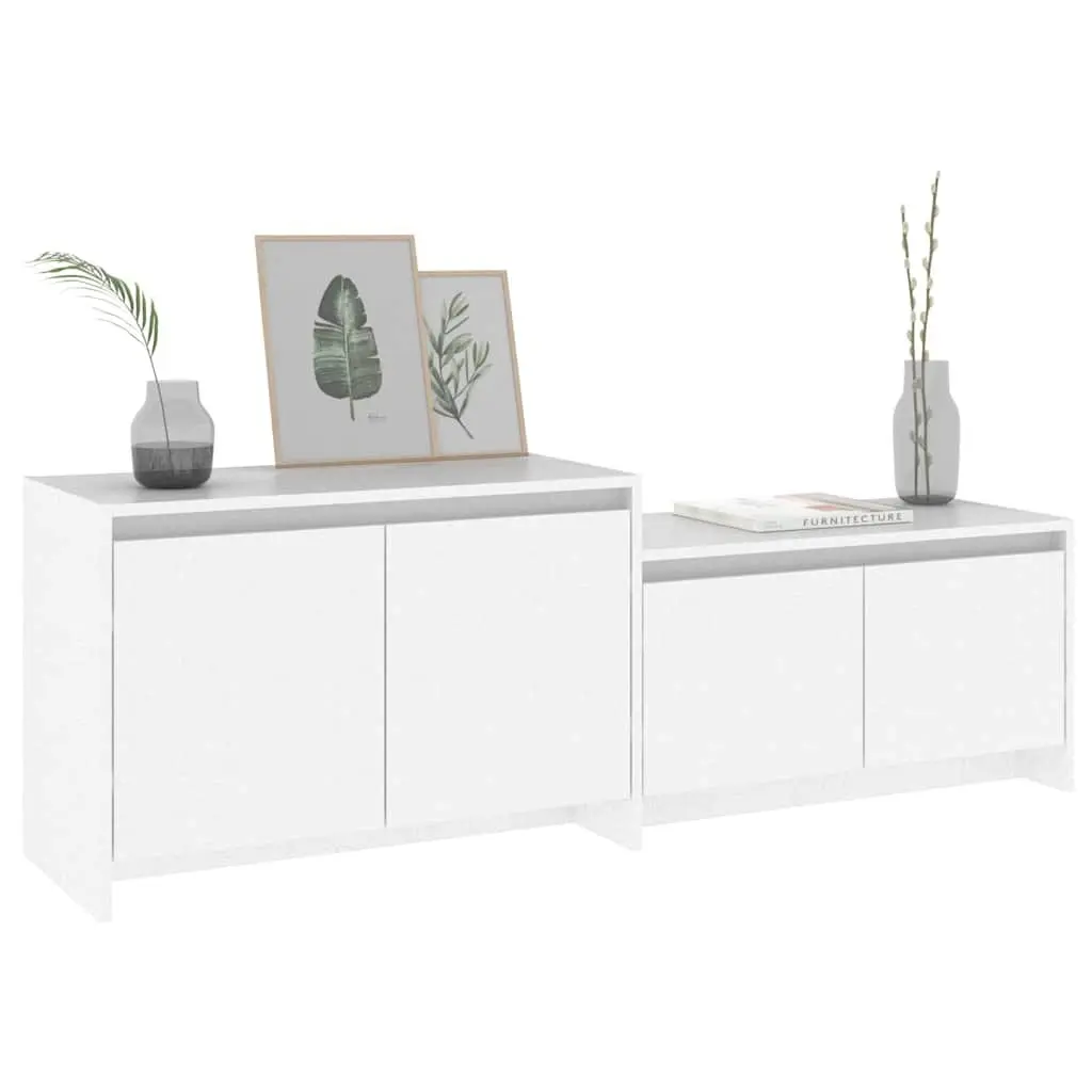 TV Cabinet White 4 Door Lowboard Living Room Storage Organiser Unit 1465 x 350 x 500 mm