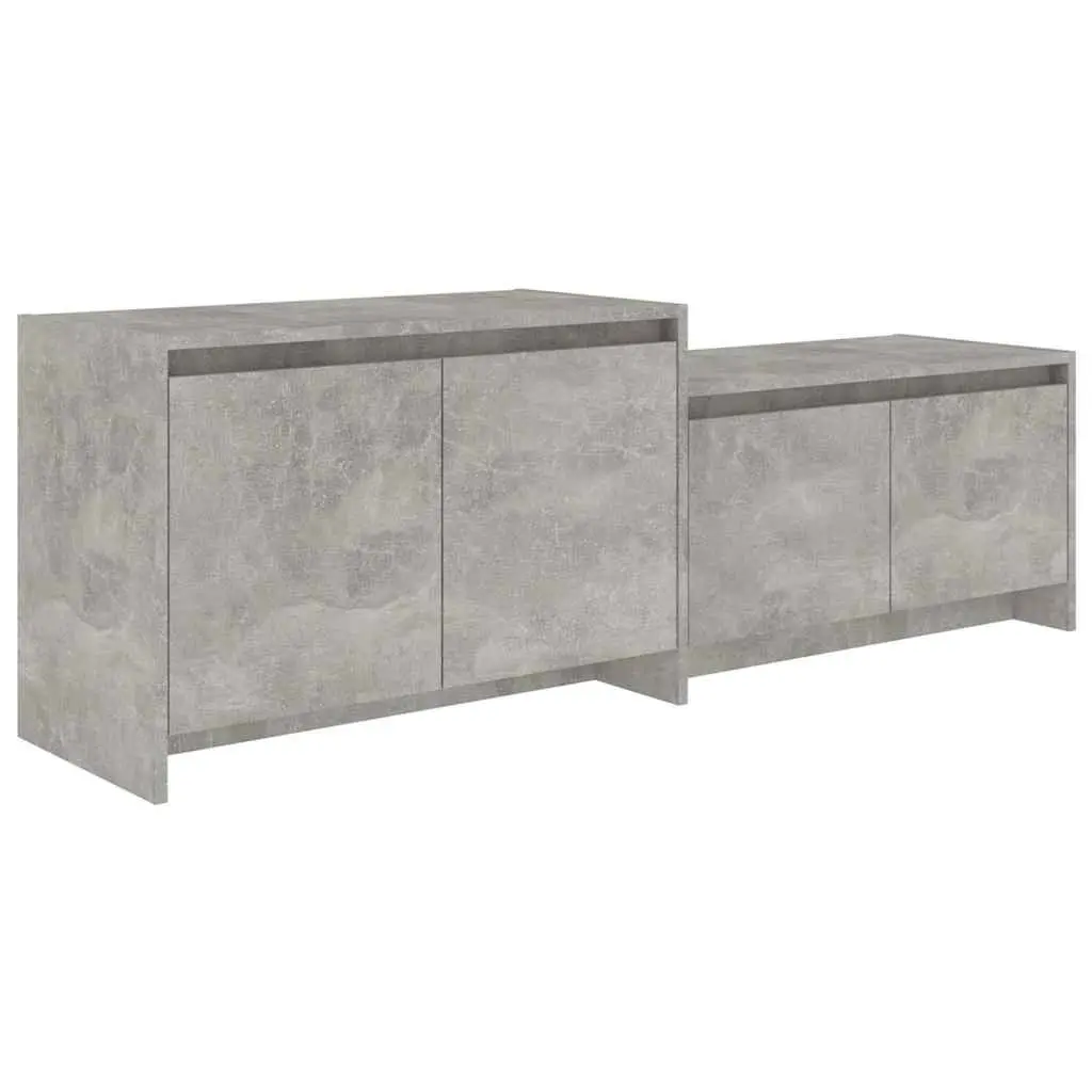 TV Cabinet Concrete Grey 4 Door Lowboard Engineered Wood 1465 x 350 x 500 mm
