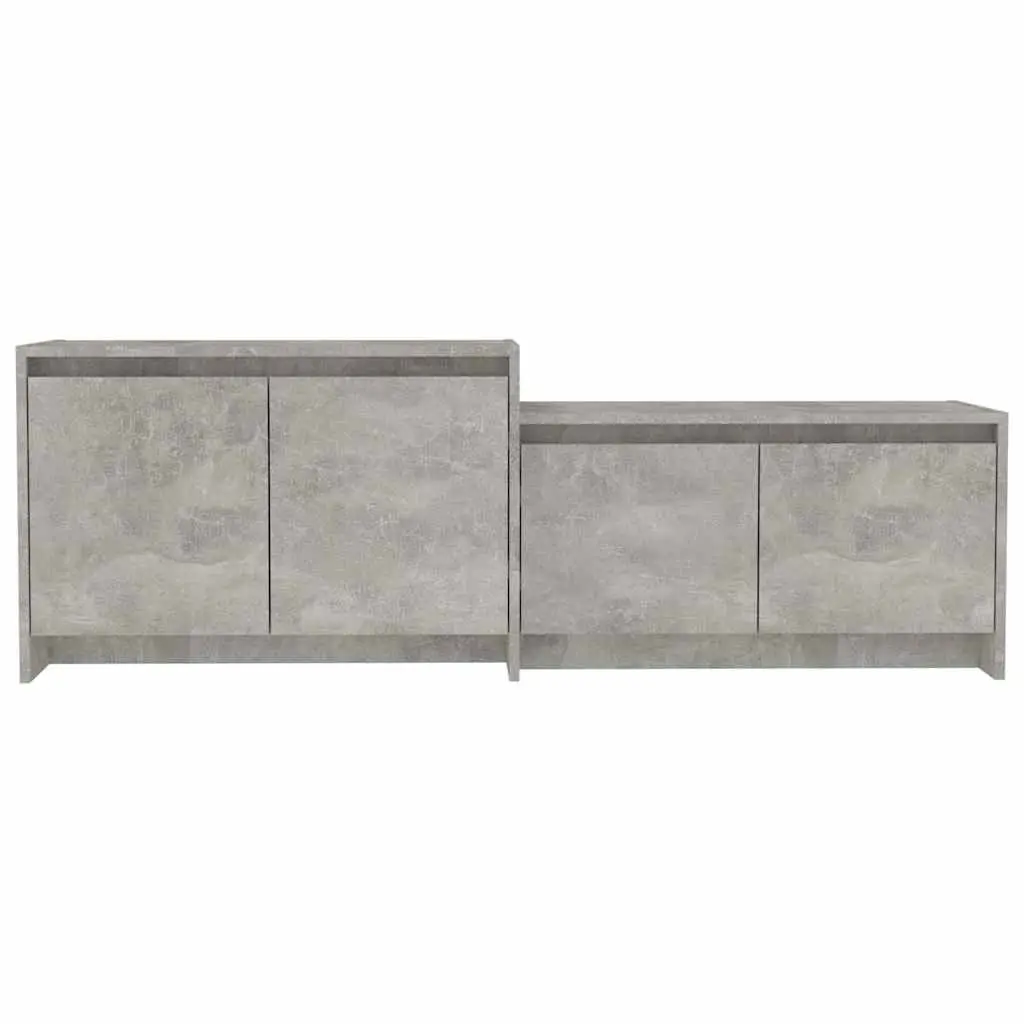 TV Cabinet Concrete Grey 4 Door Lowboard Engineered Wood 1465 x 350 x 500 mm
