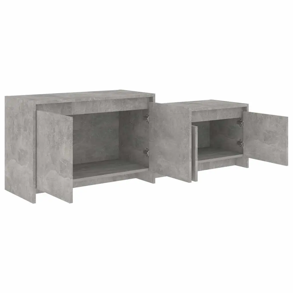 TV Cabinet Concrete Grey 4 Door Lowboard Engineered Wood 1465 x 350 x 500 mm