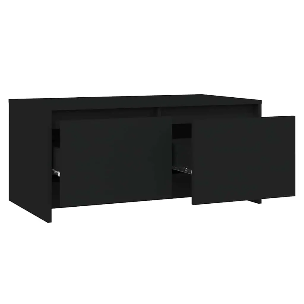 Coffee Table Modern Black with Storage Drawers 90 x 50 x 41.5 cm