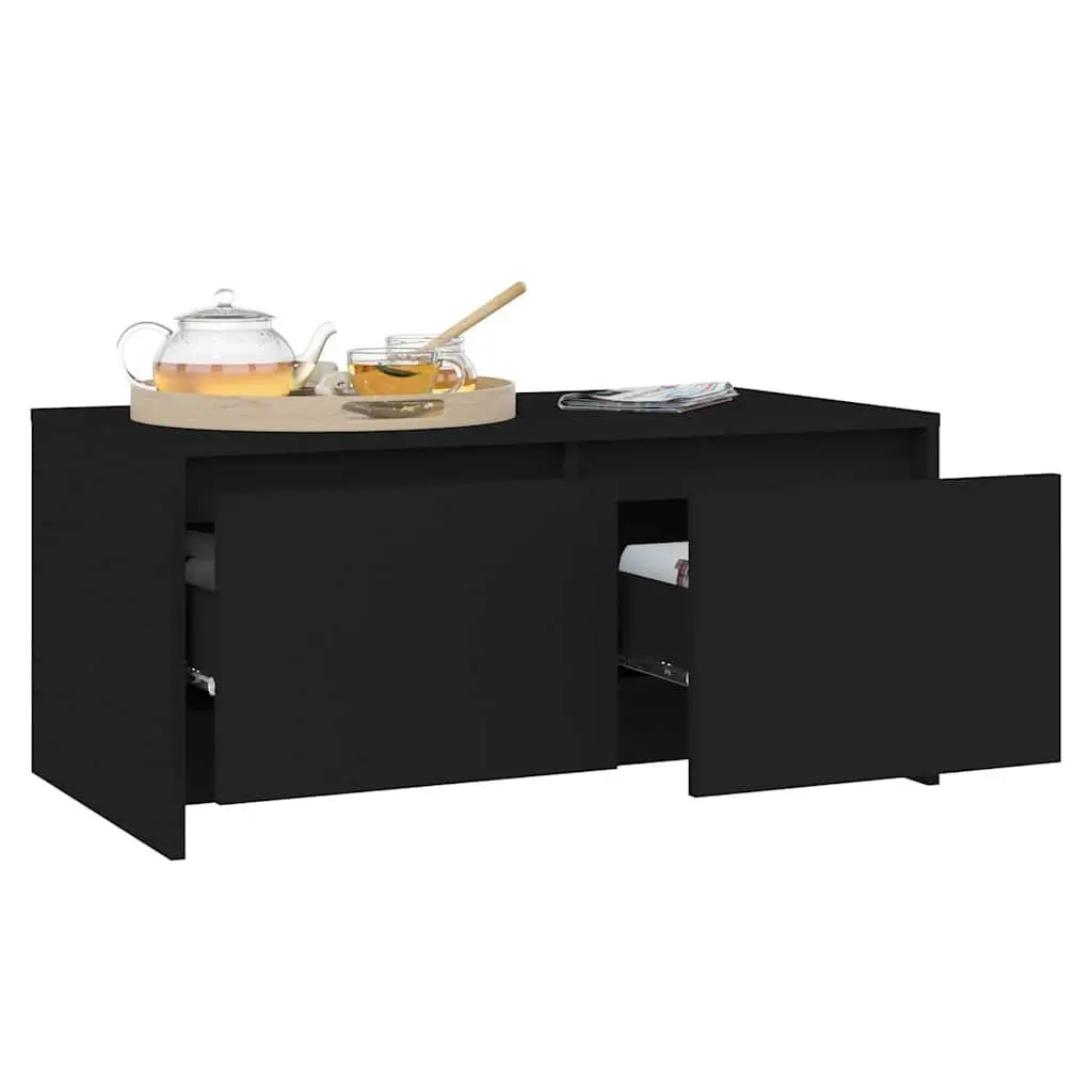 Coffee Table Modern Black with Storage Drawers 90 x 50 x 41.5 cm