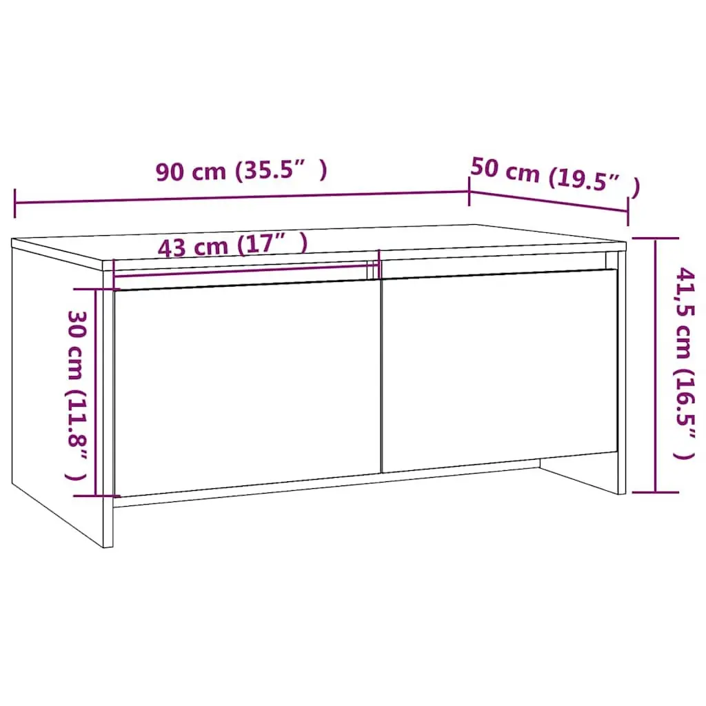 Coffee Table Modern Black with Storage Drawers 90 x 50 x 41.5 cm