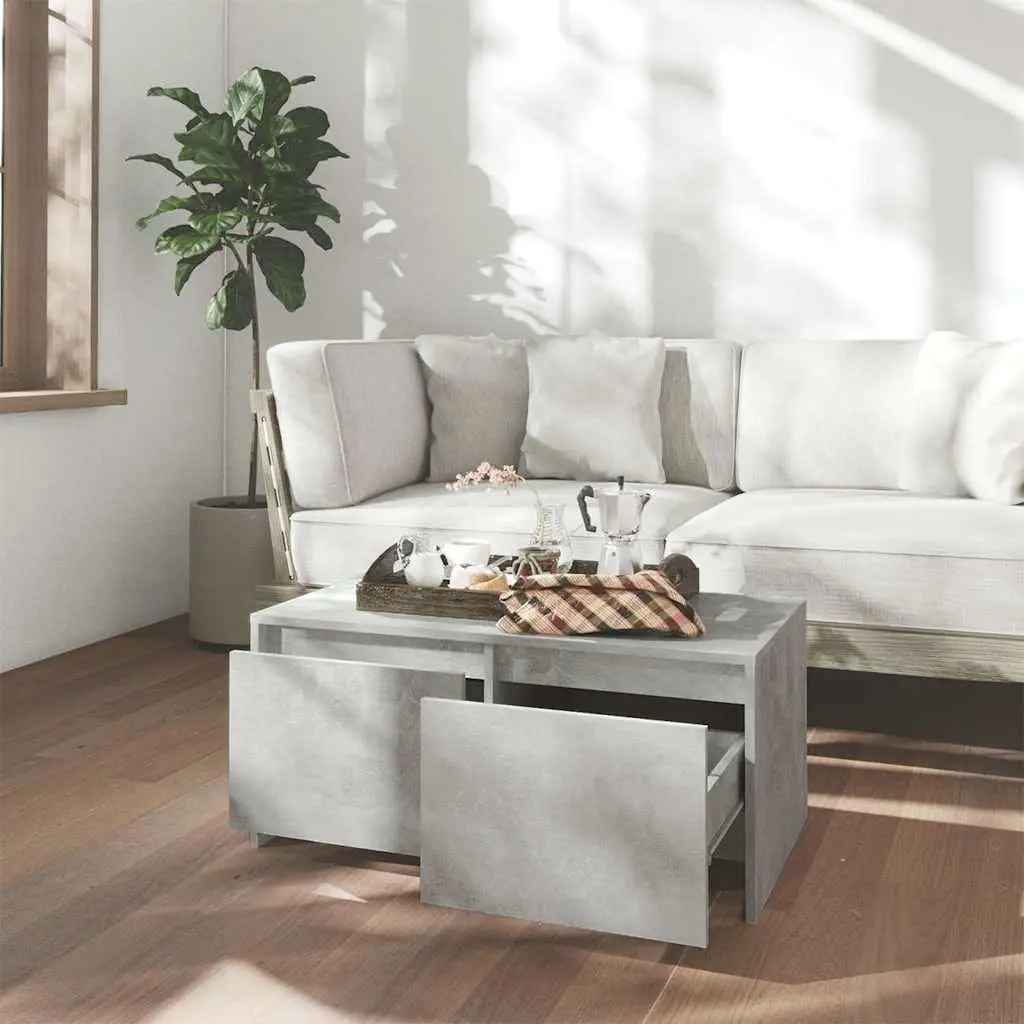 Coffee Table Grey Modern Design Storage Drawers Living Room Accent Furniture