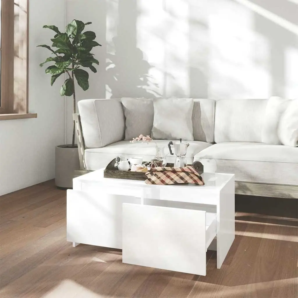 White Coffee Table with Drawers