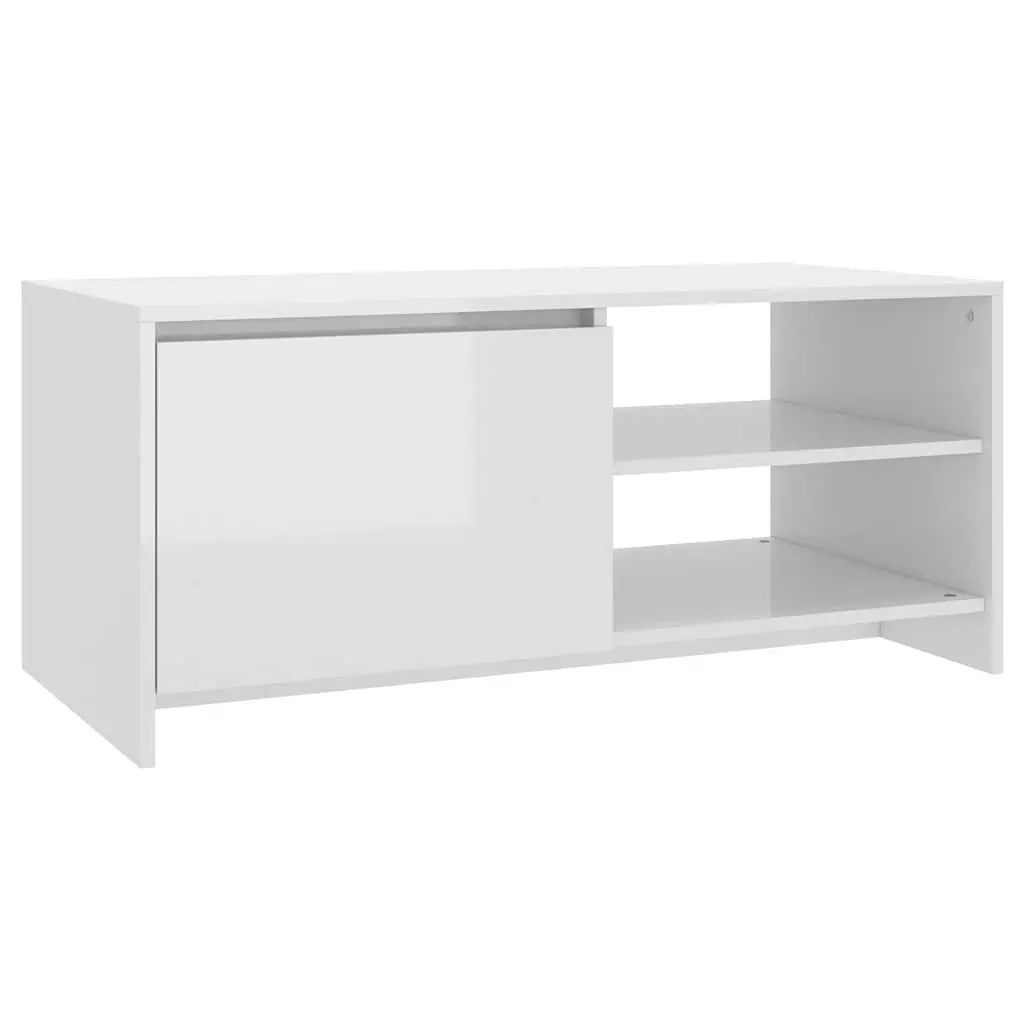 Coffee Table Modern White with Shelves and Storage Compartment 102cm x 50cm x 45cm