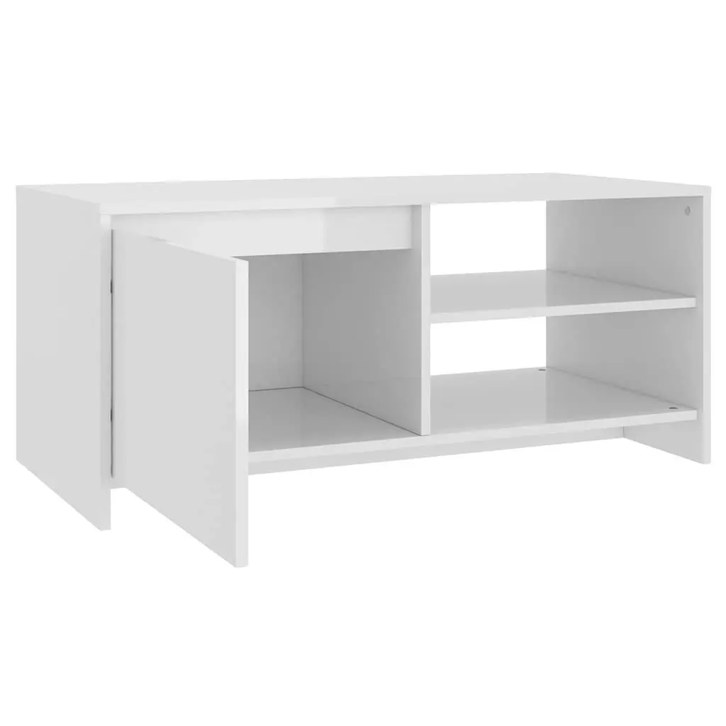 Coffee Table Modern White with Shelves and Storage Compartment 102cm x 50cm x 45cm
