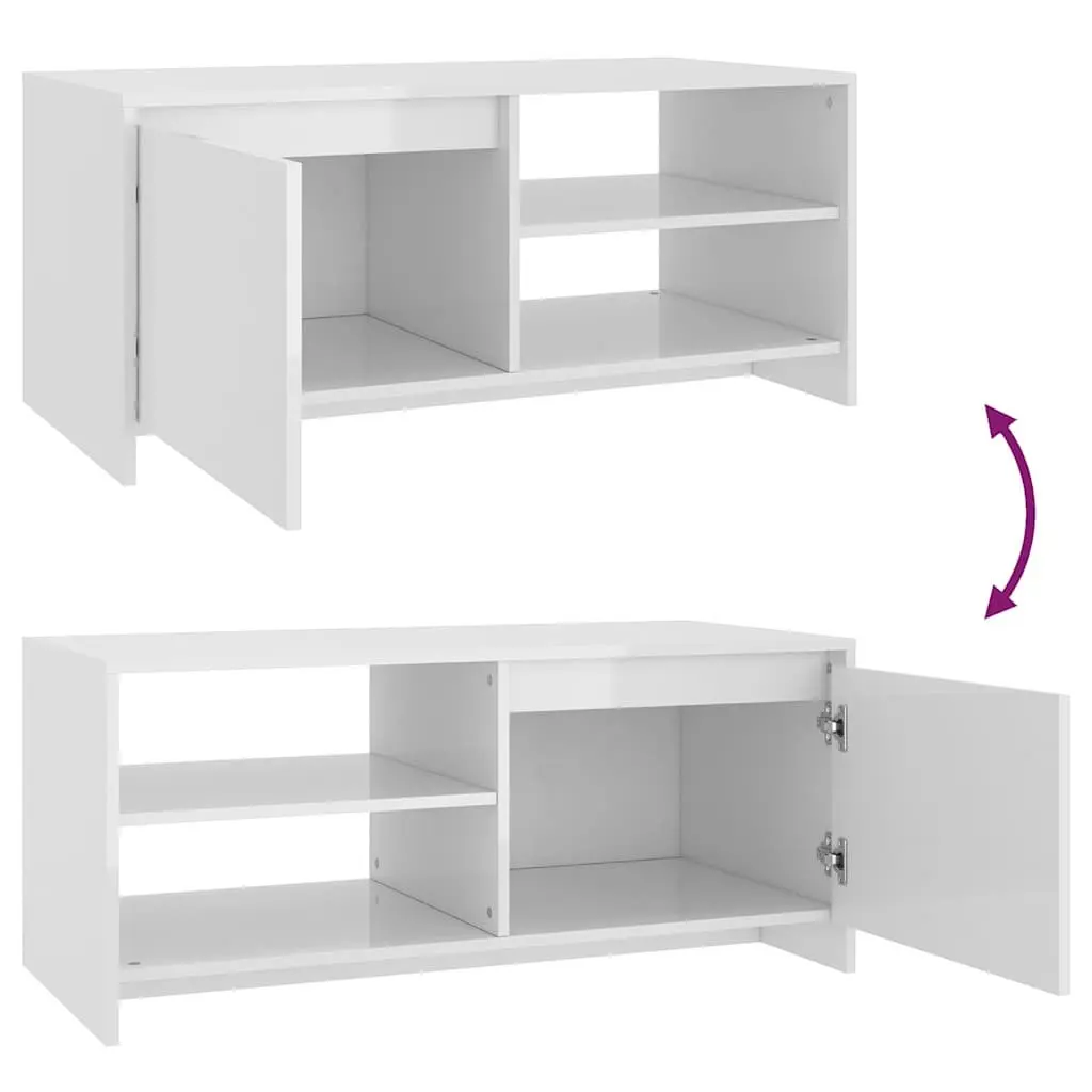 Coffee Table Modern White with Shelves and Storage Compartment 102cm x 50cm x 45cm