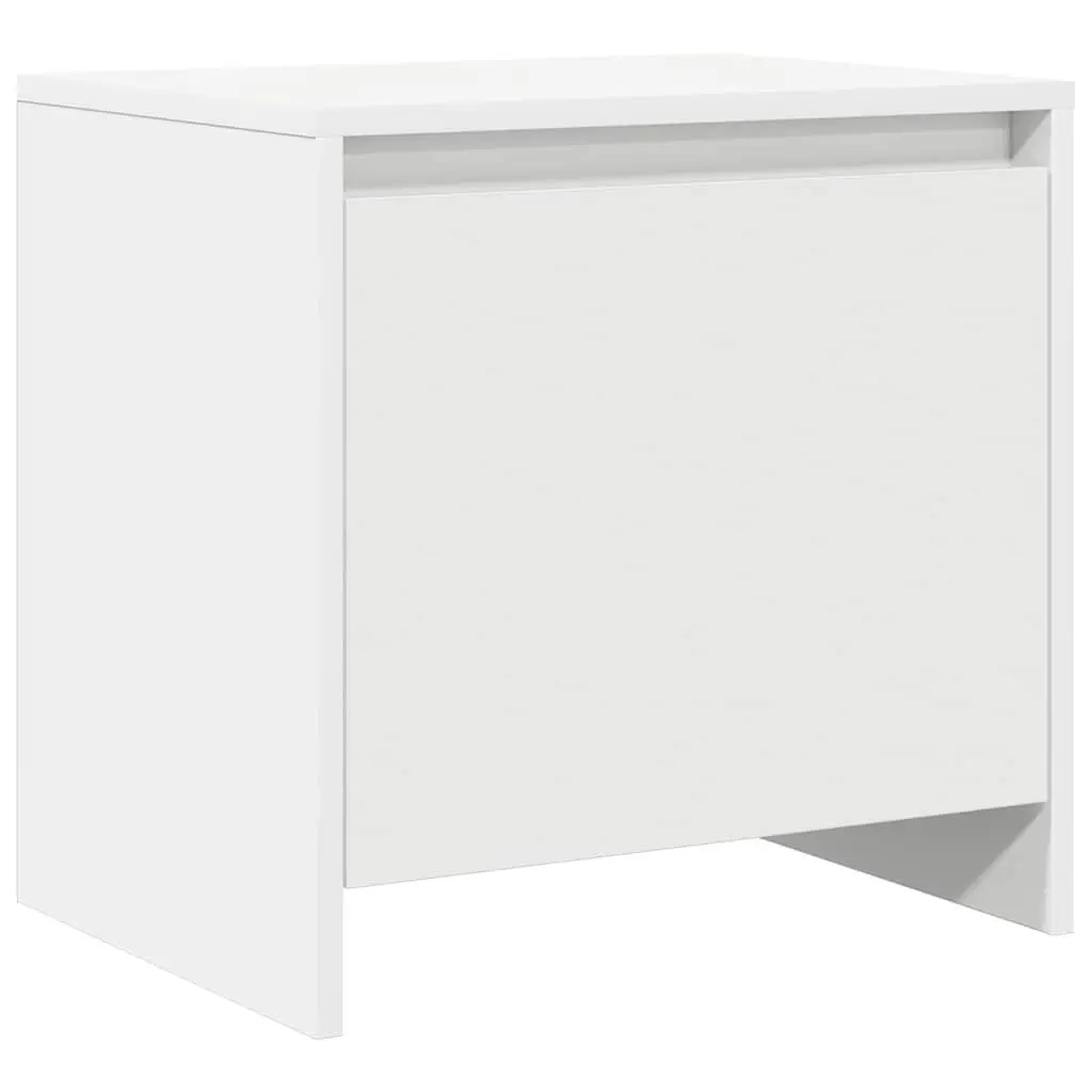 Bedside Cabinet White Engineered Wood Nightstand Storage 45cm Width 34cm Depth 44.5cm Height