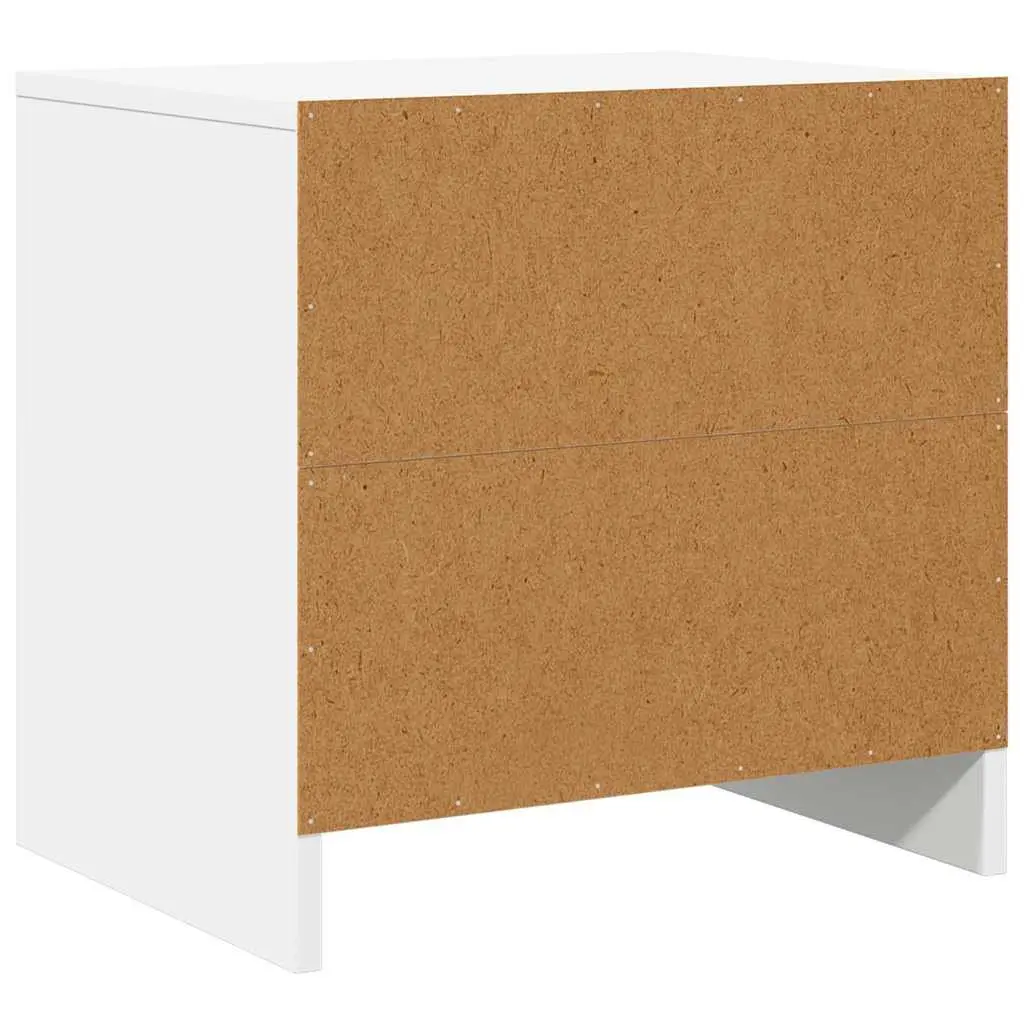 Bedside Cabinet White Engineered Wood Nightstand Storage 45cm Width 34cm Depth 44.5cm Height