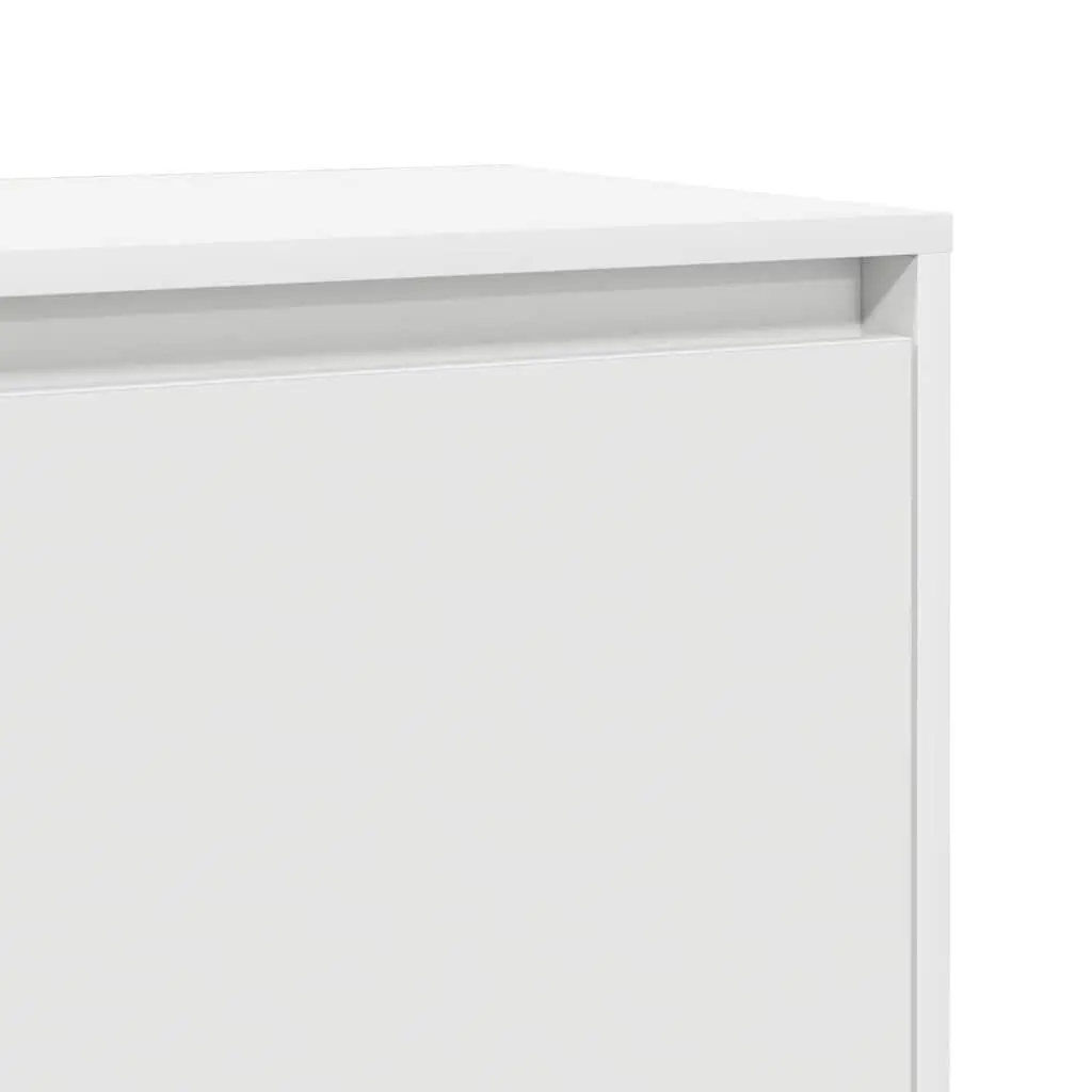 Bedside Cabinet White Engineered Wood Nightstand Storage 45cm Width 34cm Depth 44.5cm Height