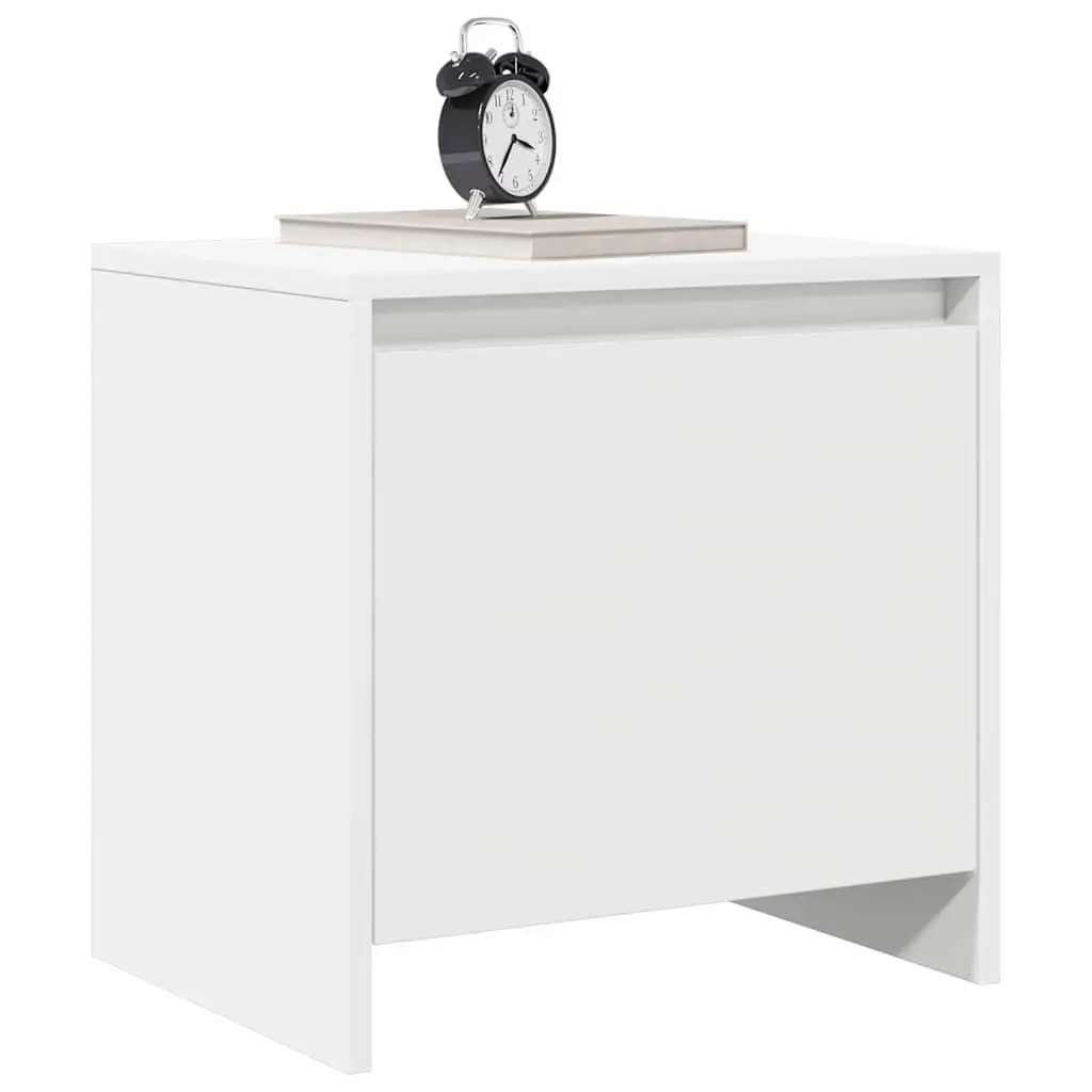 White Nightstand Set 2 Piece Bedside Cabinets Storage Engineered Wood 45x34x44.5cm