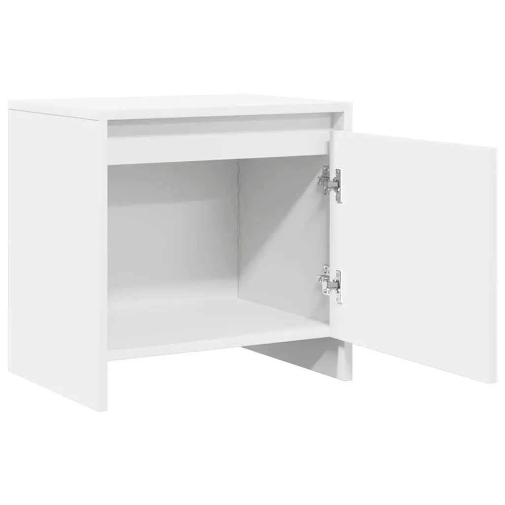 White Nightstand Set 2 Piece Bedside Cabinets Storage Engineered Wood 45x34x44.5cm