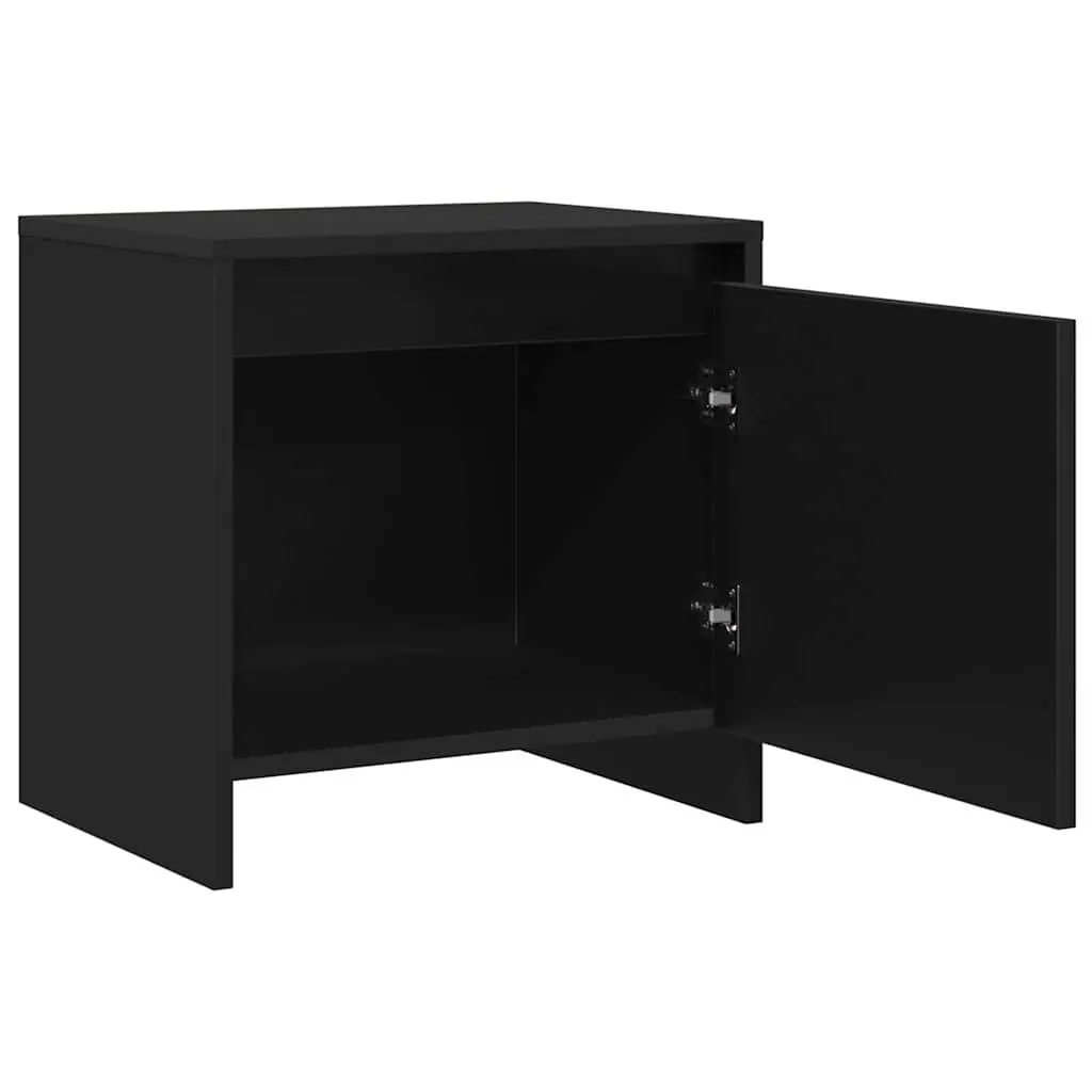 Black Bedside Cabinet Single Door Storage 45x34x44.5 cm