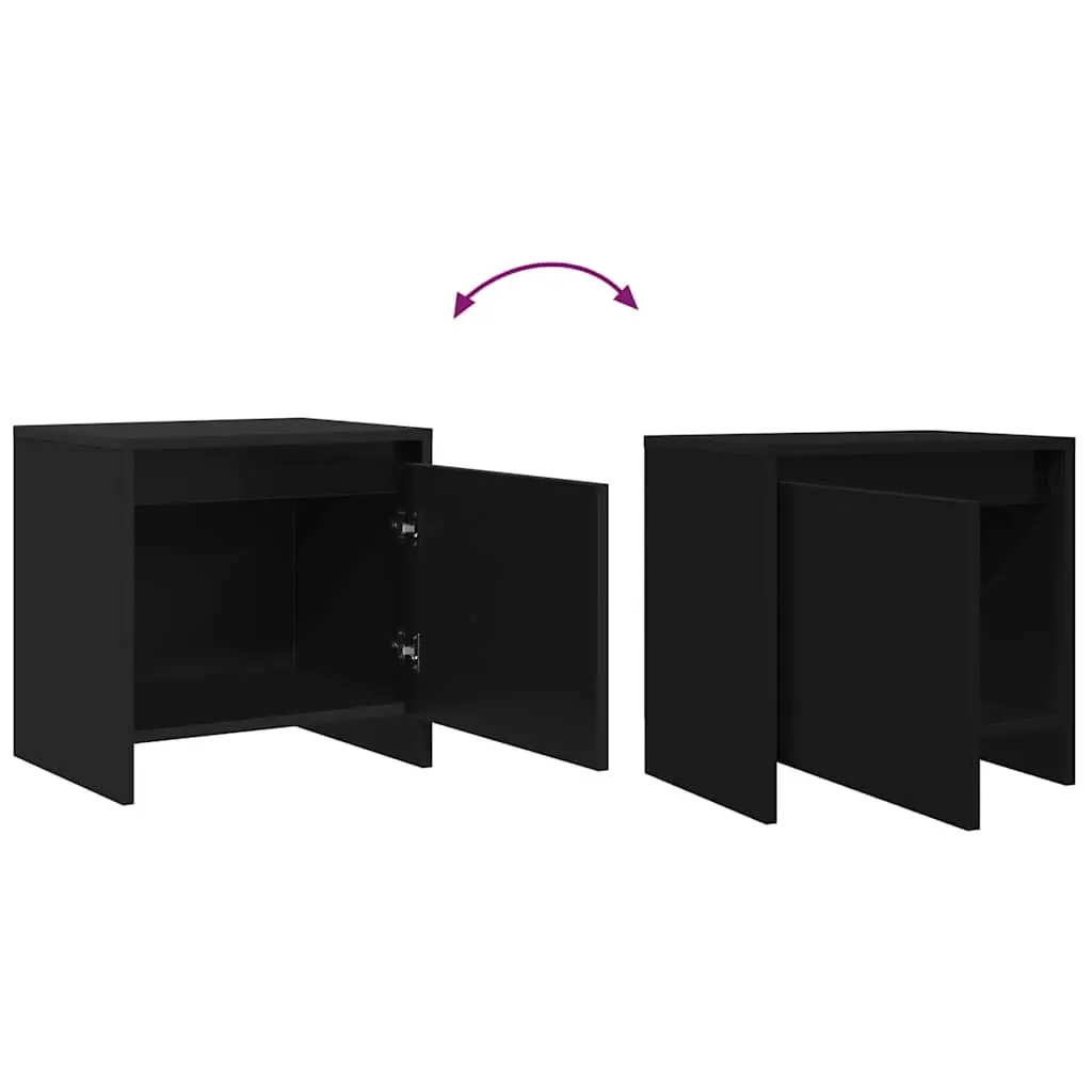 Black Bedside Cabinet Single Door Storage 45x34x44.5 cm