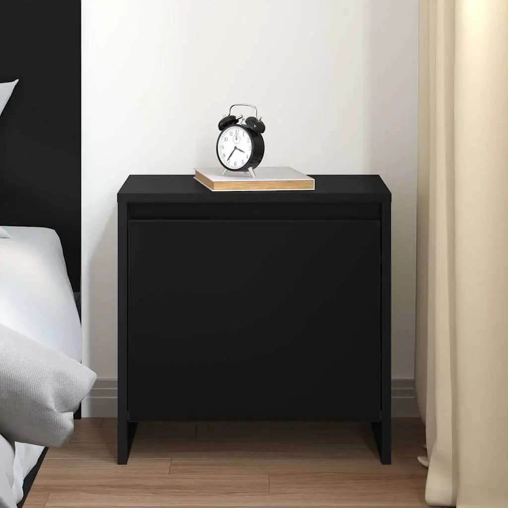 Black Bedside Cabinet Single Door Storage 45x34x44.5 cm
