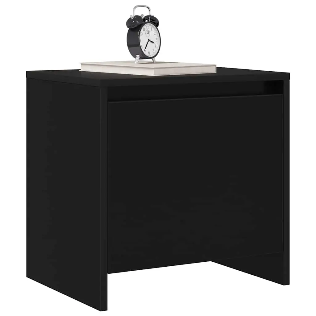 Bedside Cabinet Set 2 pcs Black Nightstand Storage Engineered Wood 45x34x44.5cm