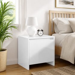 Your Ideal Nightstand - White High Gloss Bedside Cabinet 45x34x44.5 cm
