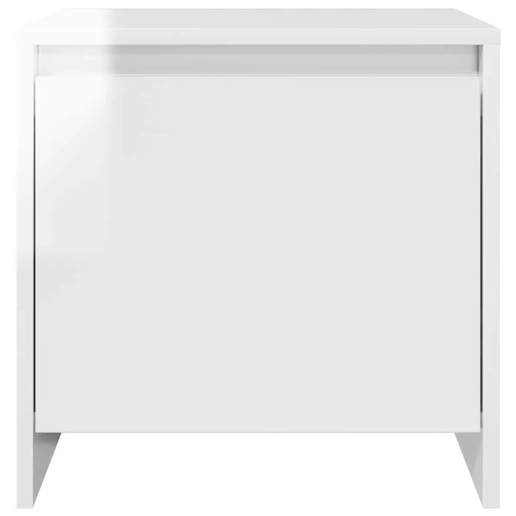 Bedside Cabinet White High Gloss 45x34x44.5 cm Engineered Wood Nightstand 2 Piece