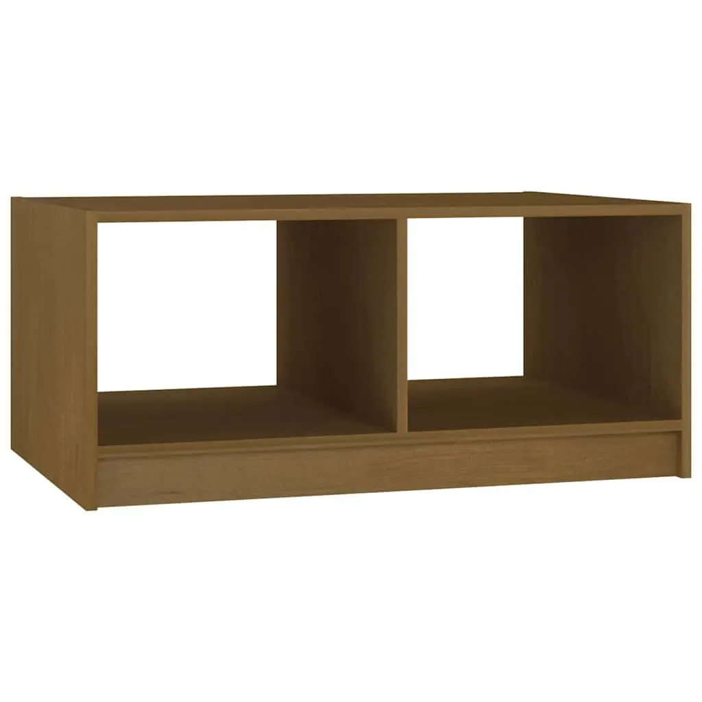Brown Pinewood Coffee Table with Storage Shelf