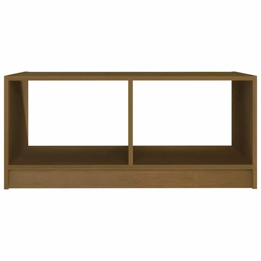 Brown Pinewood Coffee Table with Storage Shelf