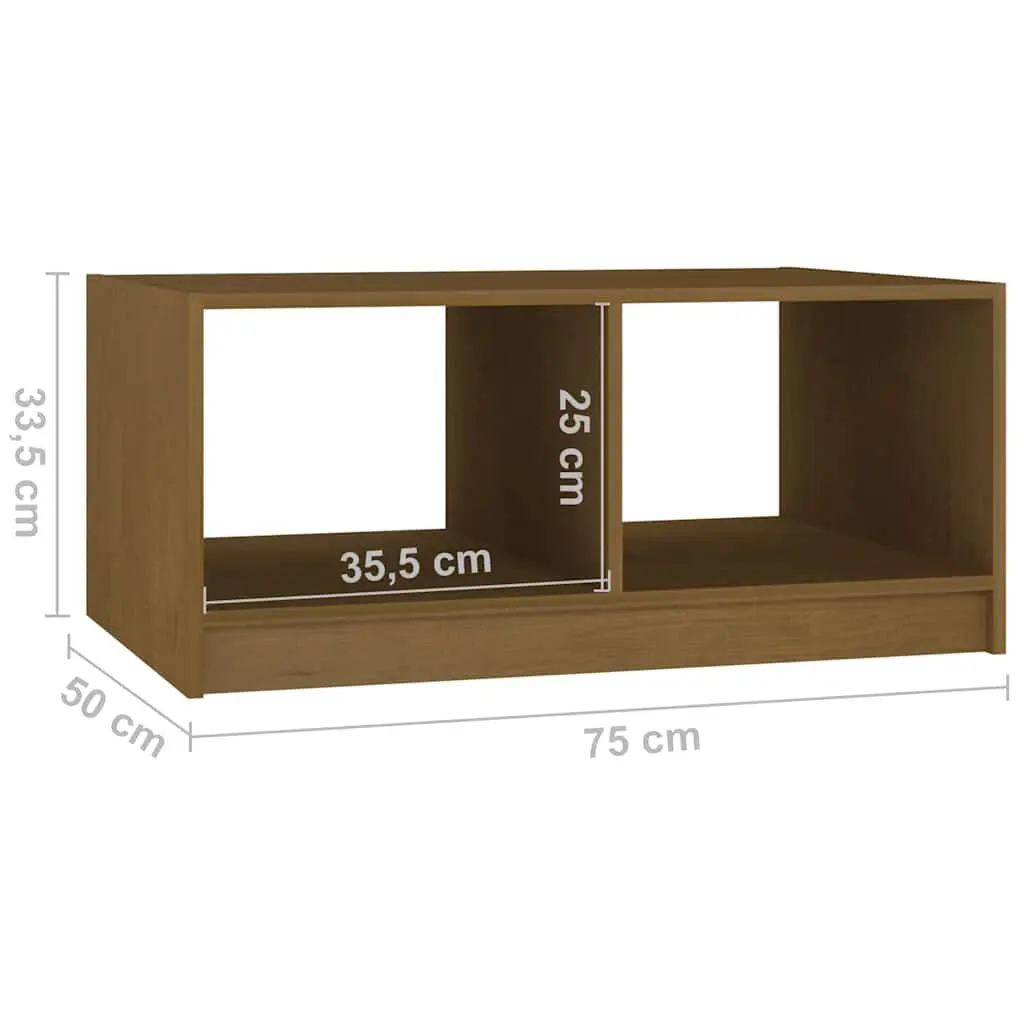 Brown Pinewood Coffee Table with Storage Shelf