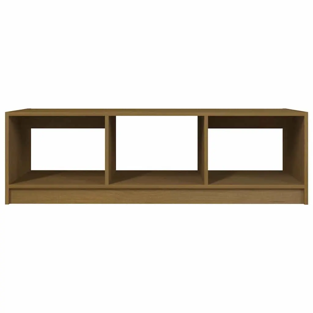 Coffee Table Honey Brown Solid Pinewood Living Room Accent Furniture Storage