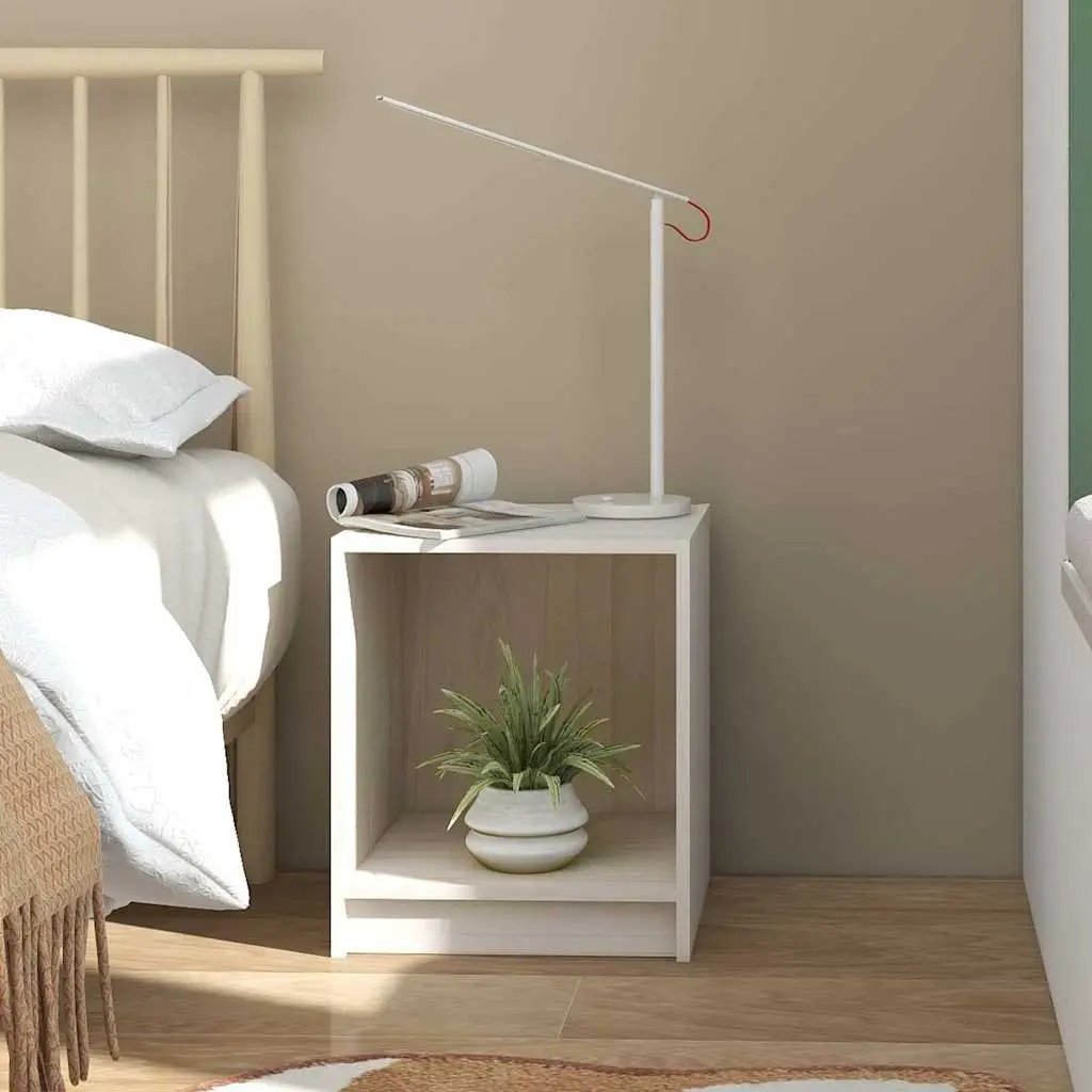 Bedside Cabinets White Storage 2 Piece Solid Wood Nightstand Bedroom Furniture