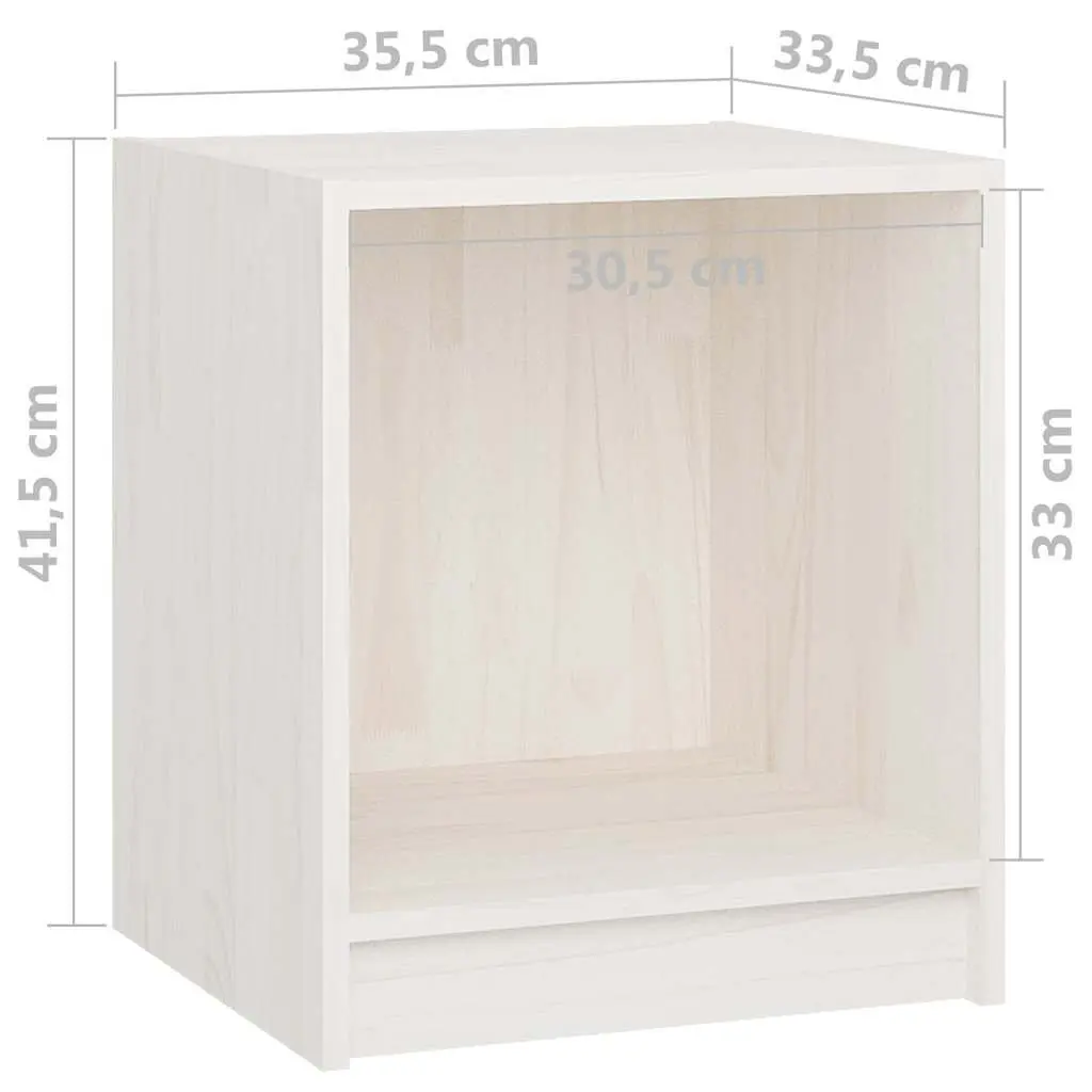 Bedside Cabinets White Storage 2 Piece Solid Wood Nightstand Bedroom Furniture