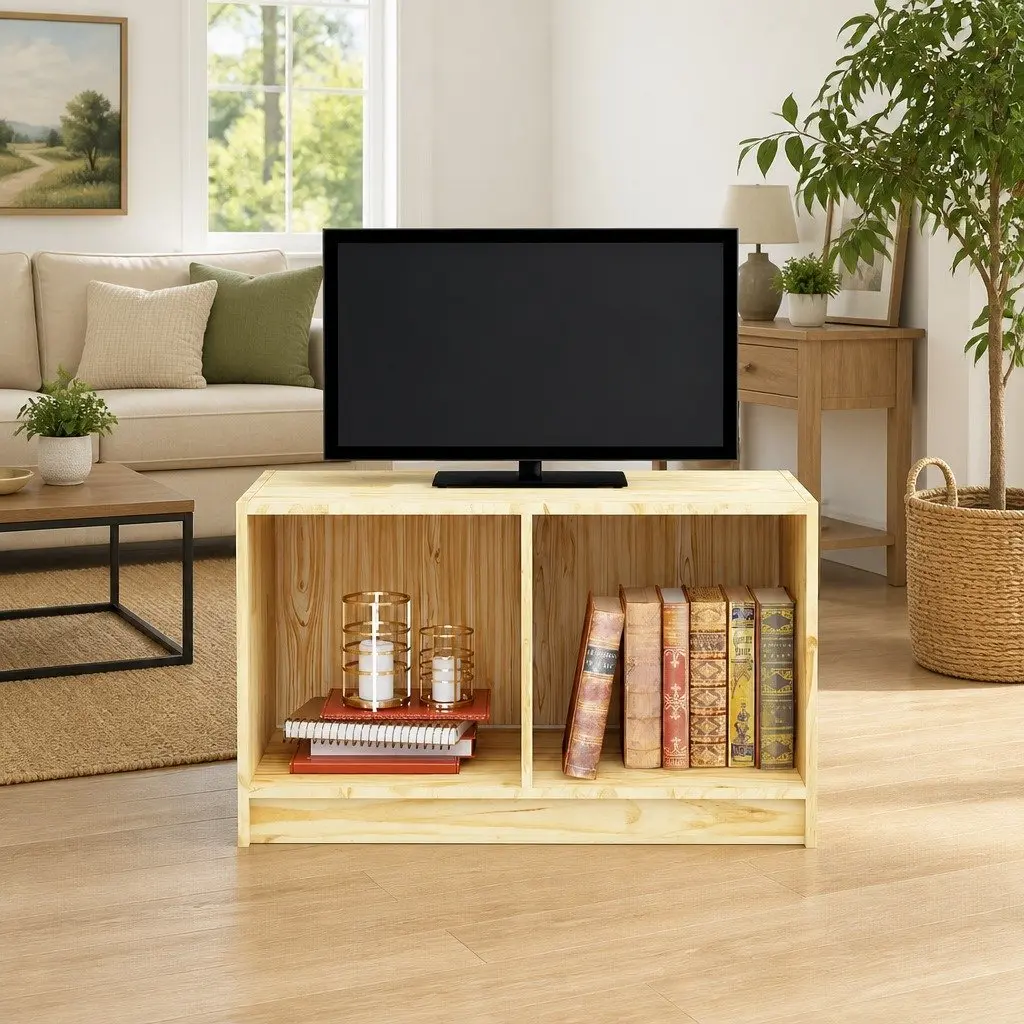 TV Cabinet Brown Solid Pinewood 70x33x42 cm Storage Unit Living Room Furniture